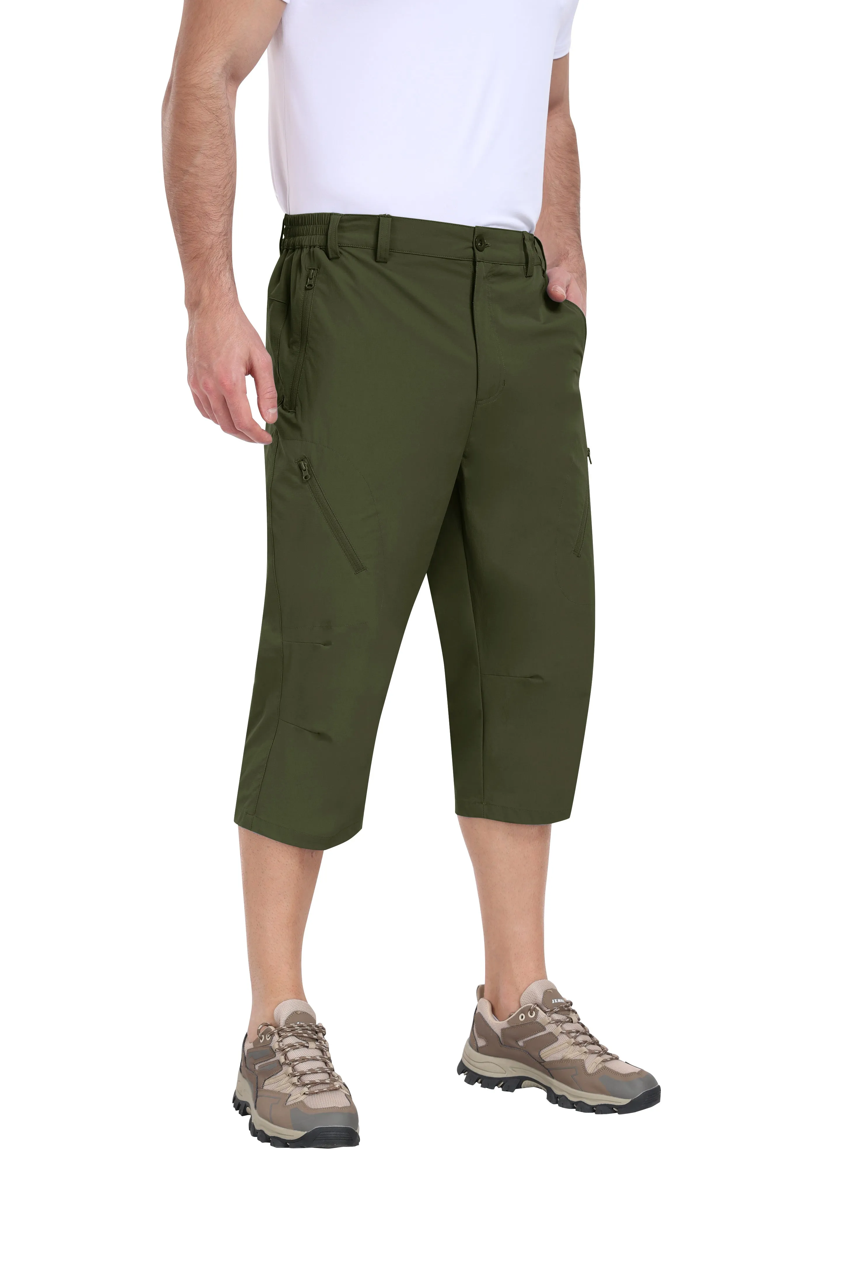 Men summer hiking solid color capri pants