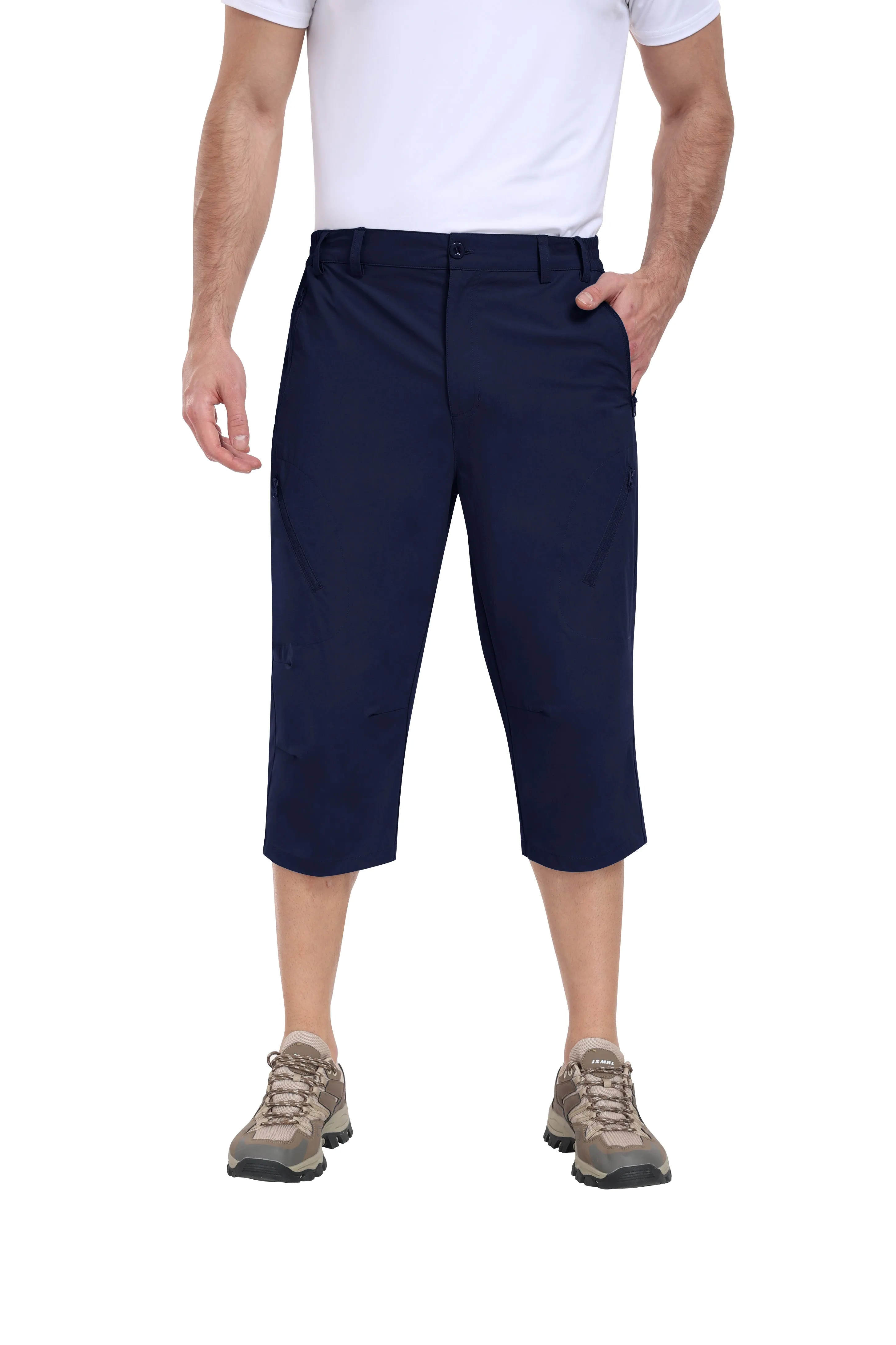 Men summer hiking solid color capri pants