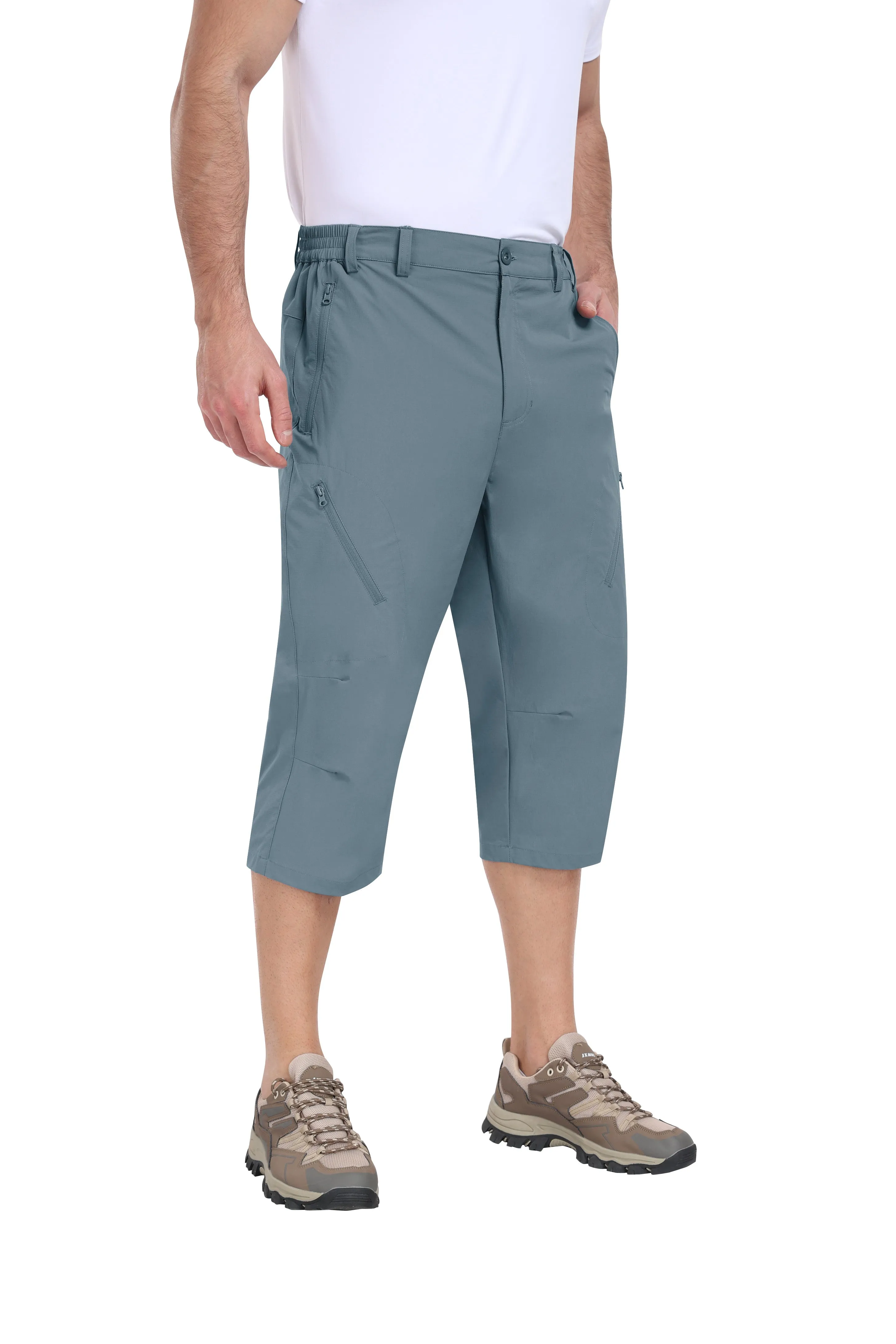Men summer hiking solid color capri pants