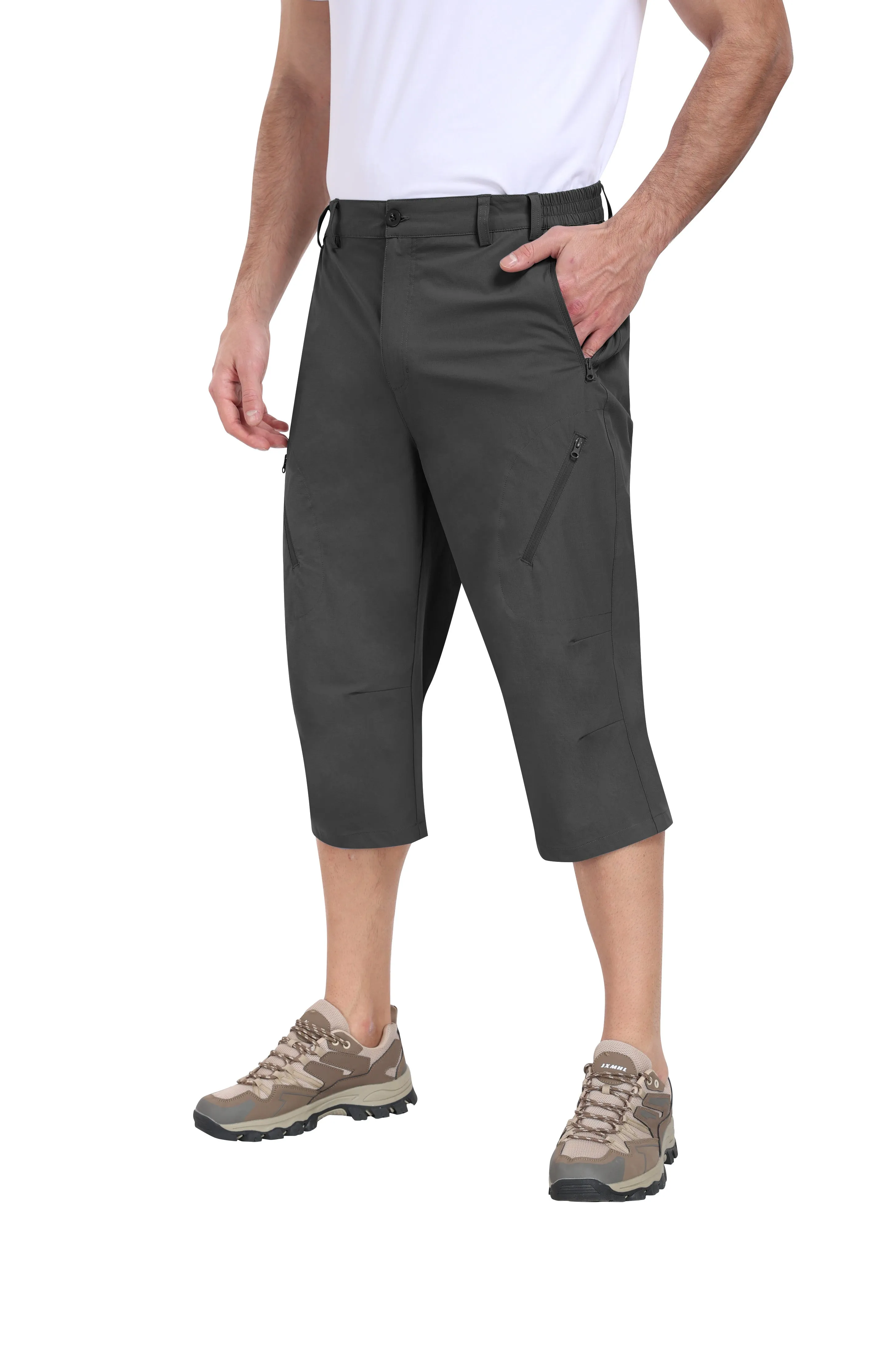 Men summer hiking solid color capri pants