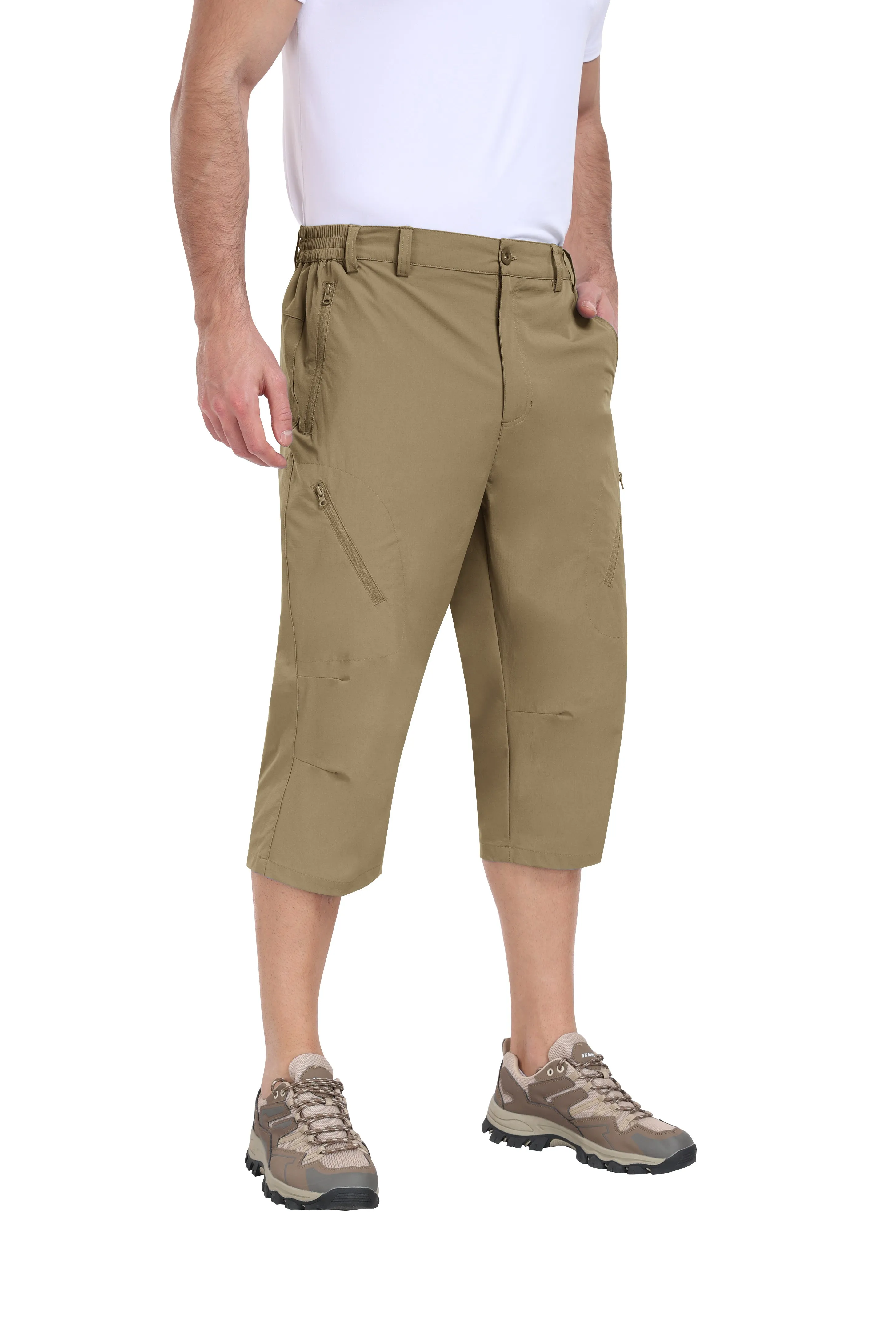 Men summer hiking solid color capri pants