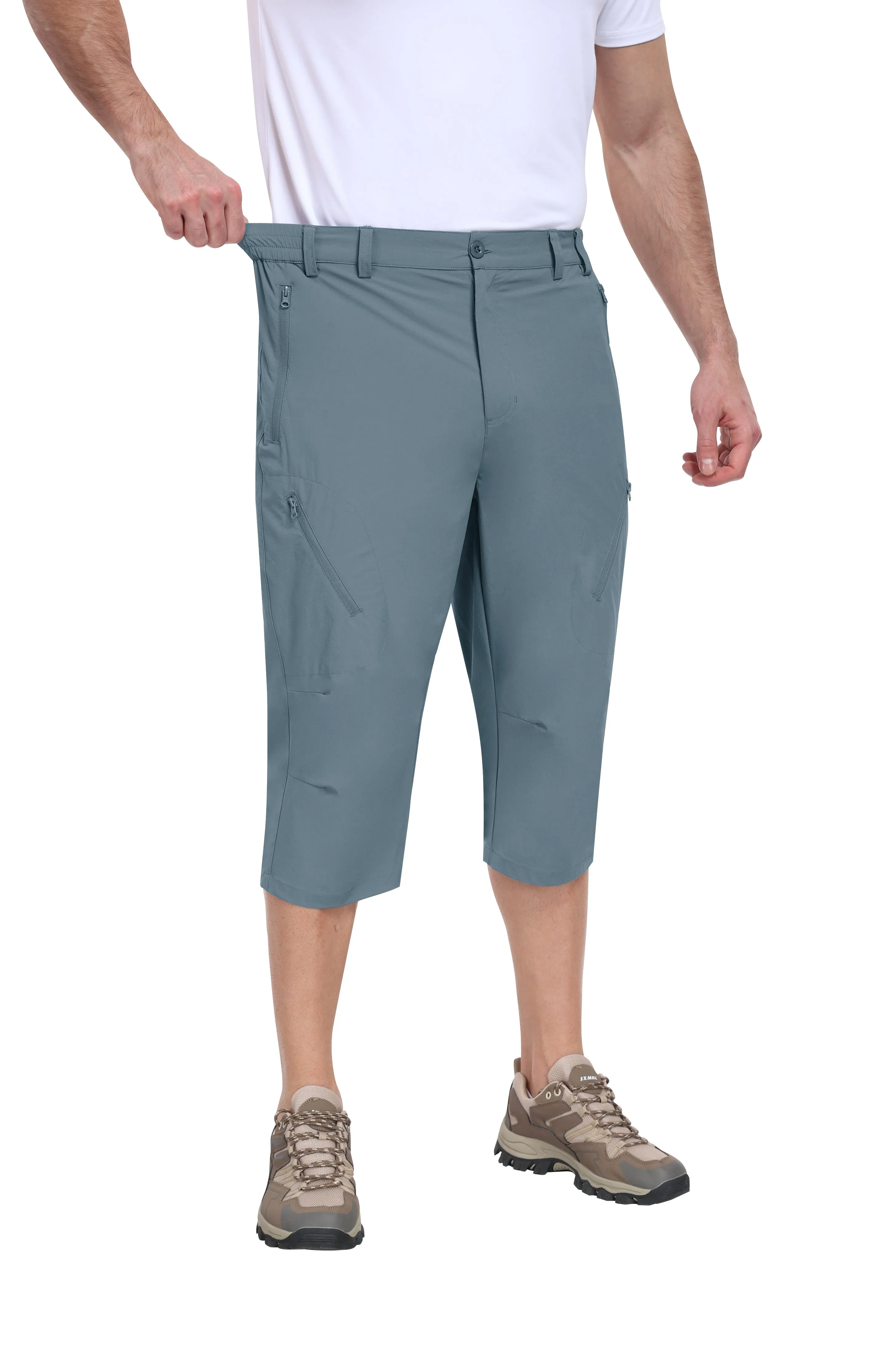 Men summer hiking solid color capri pants