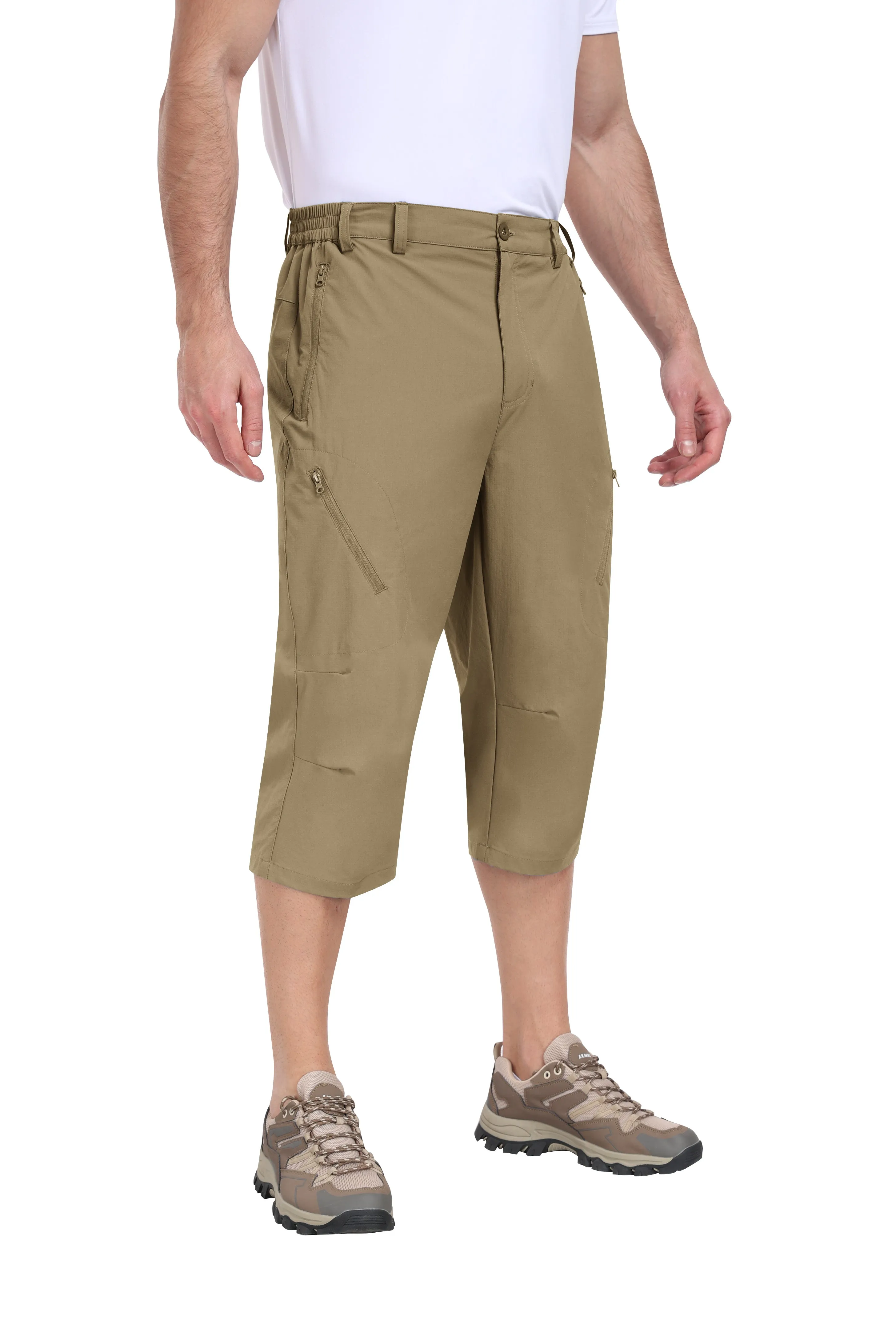 Men summer hiking solid color capri pants
