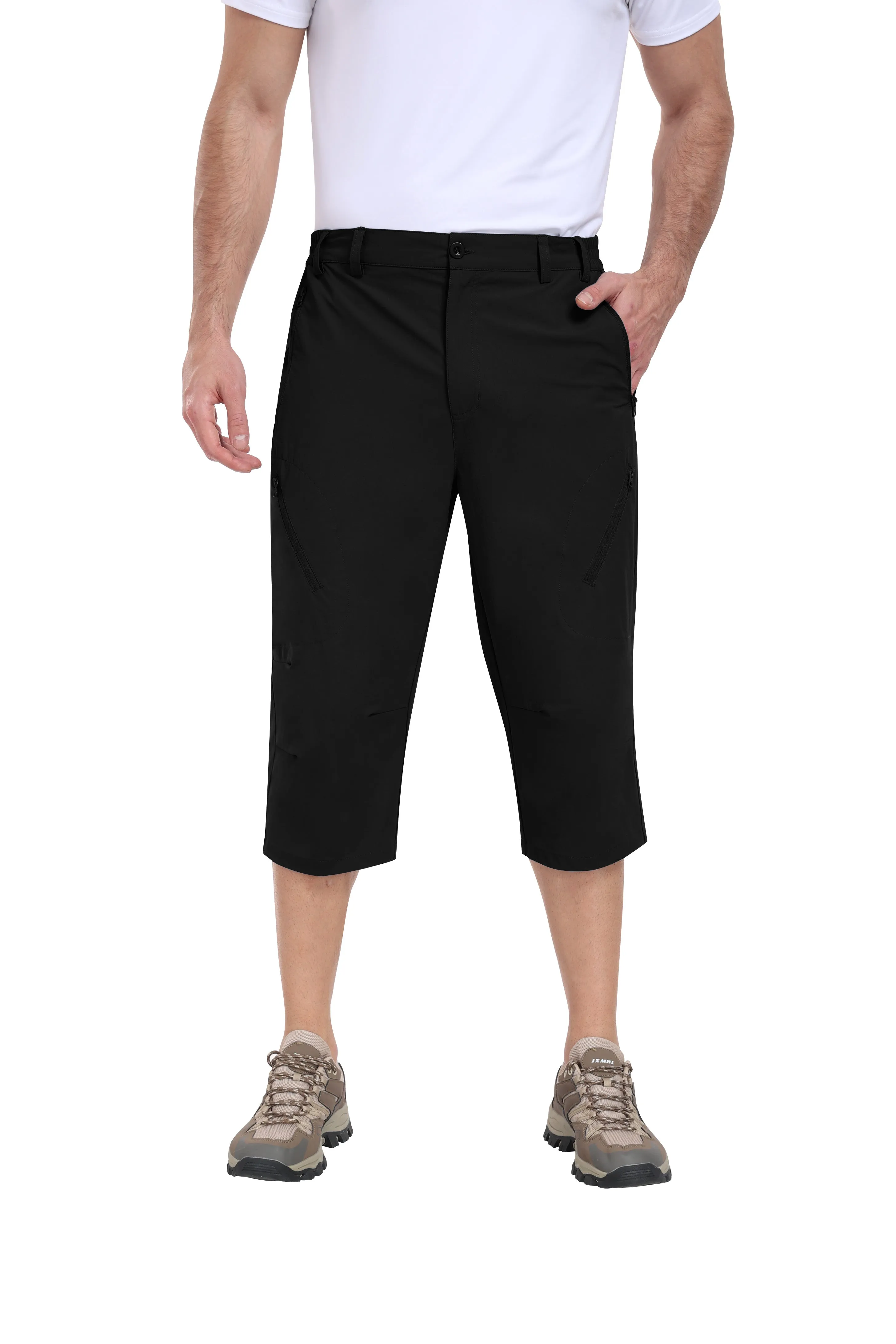 Men summer hiking solid color capri pants