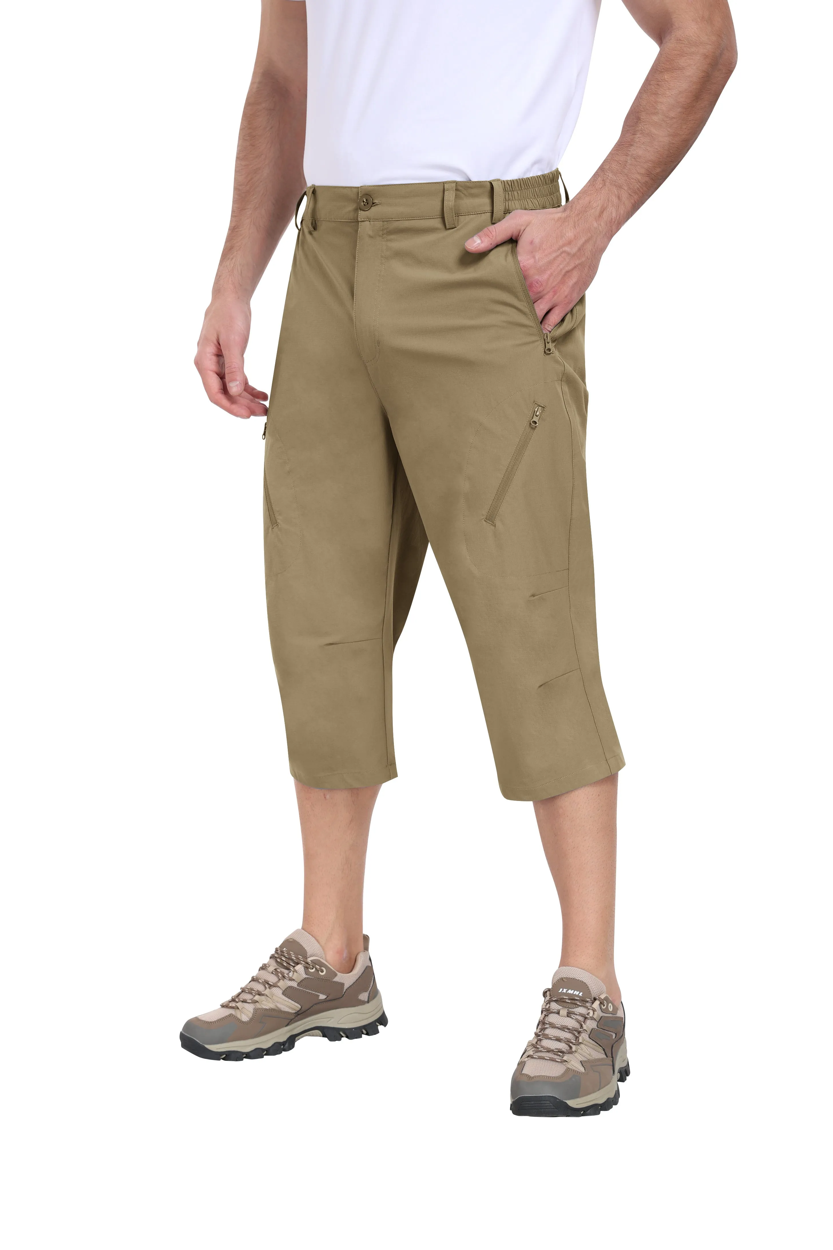 Men summer hiking solid color capri pants
