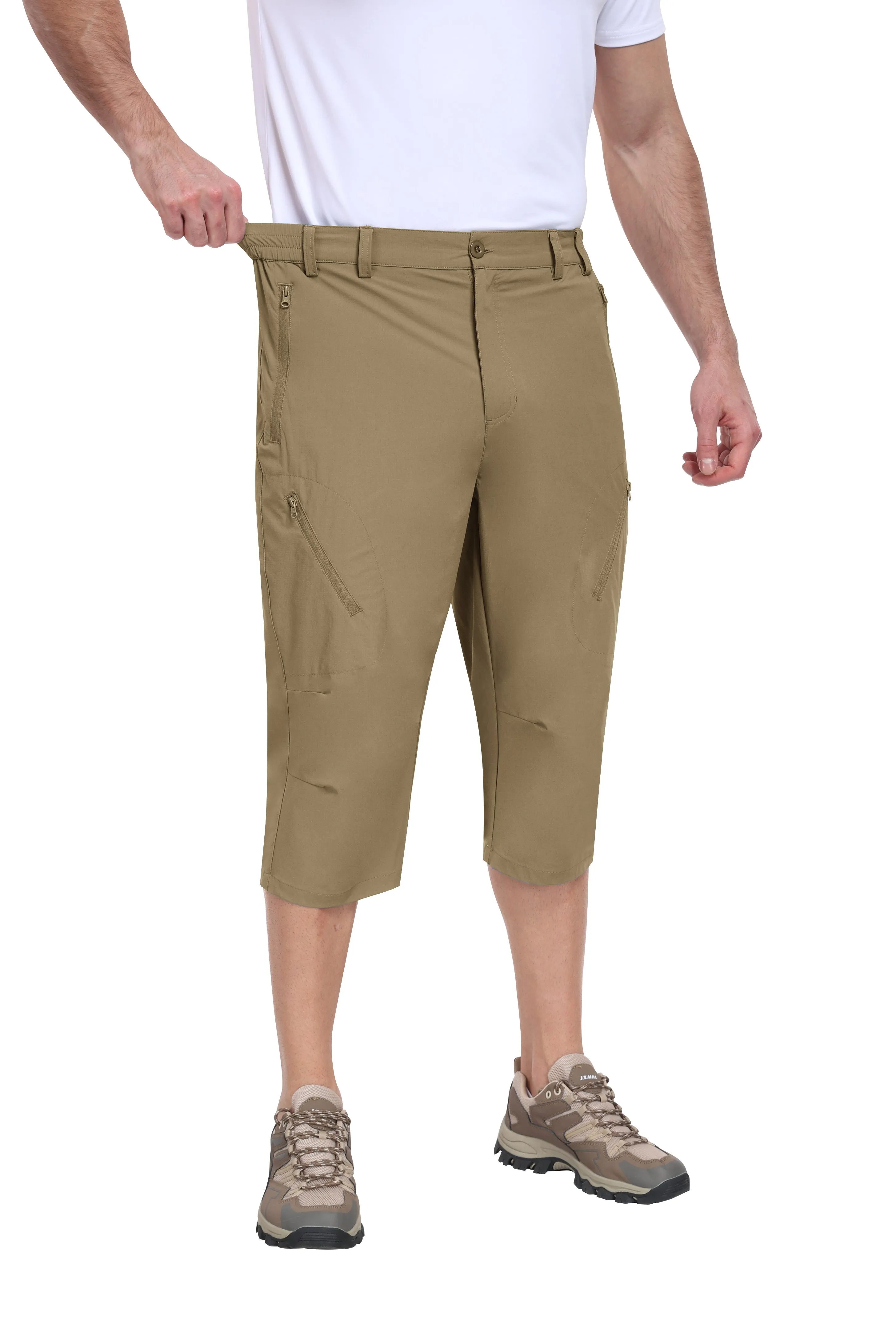 Men summer hiking solid color capri pants