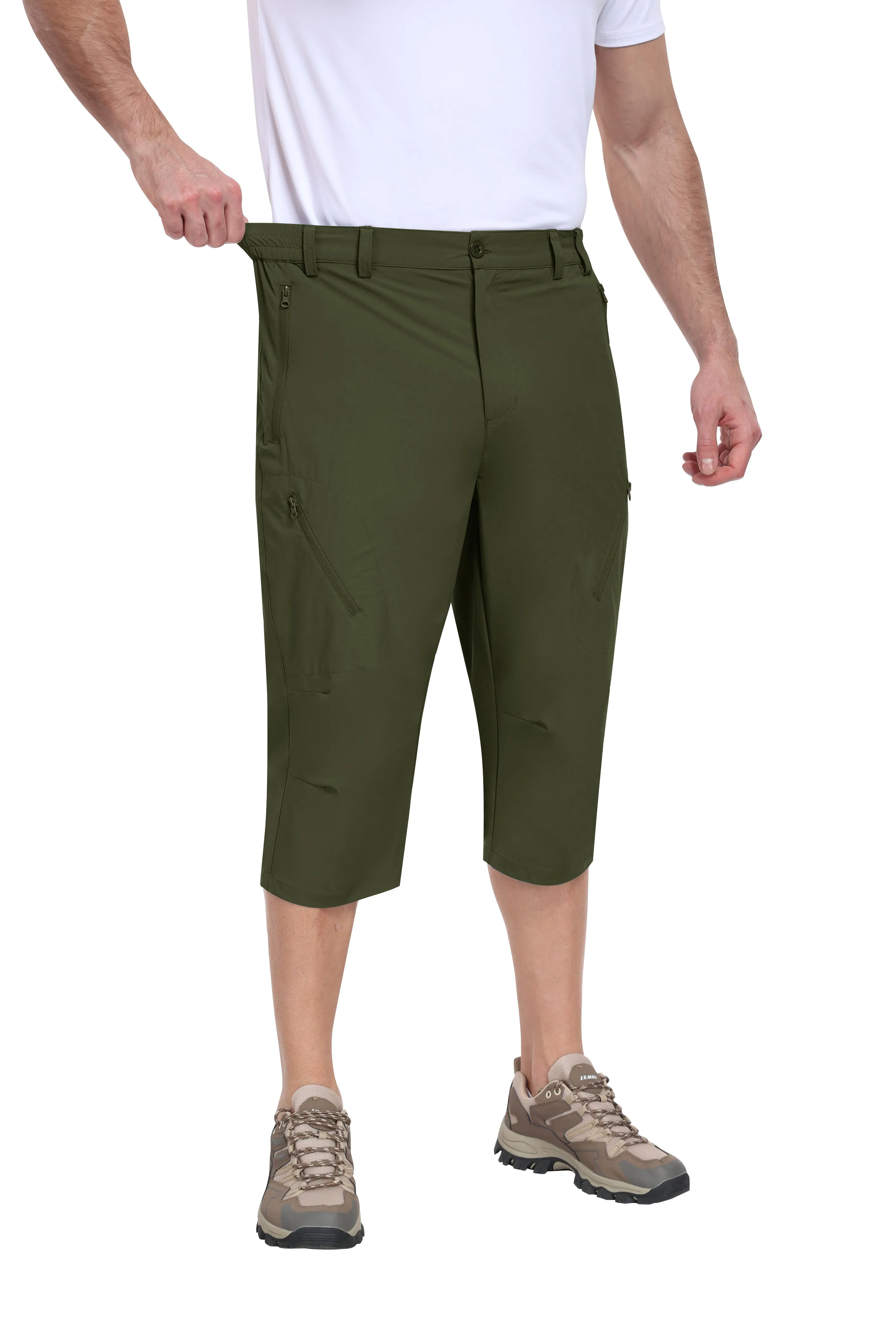Men summer hiking solid color capri pants