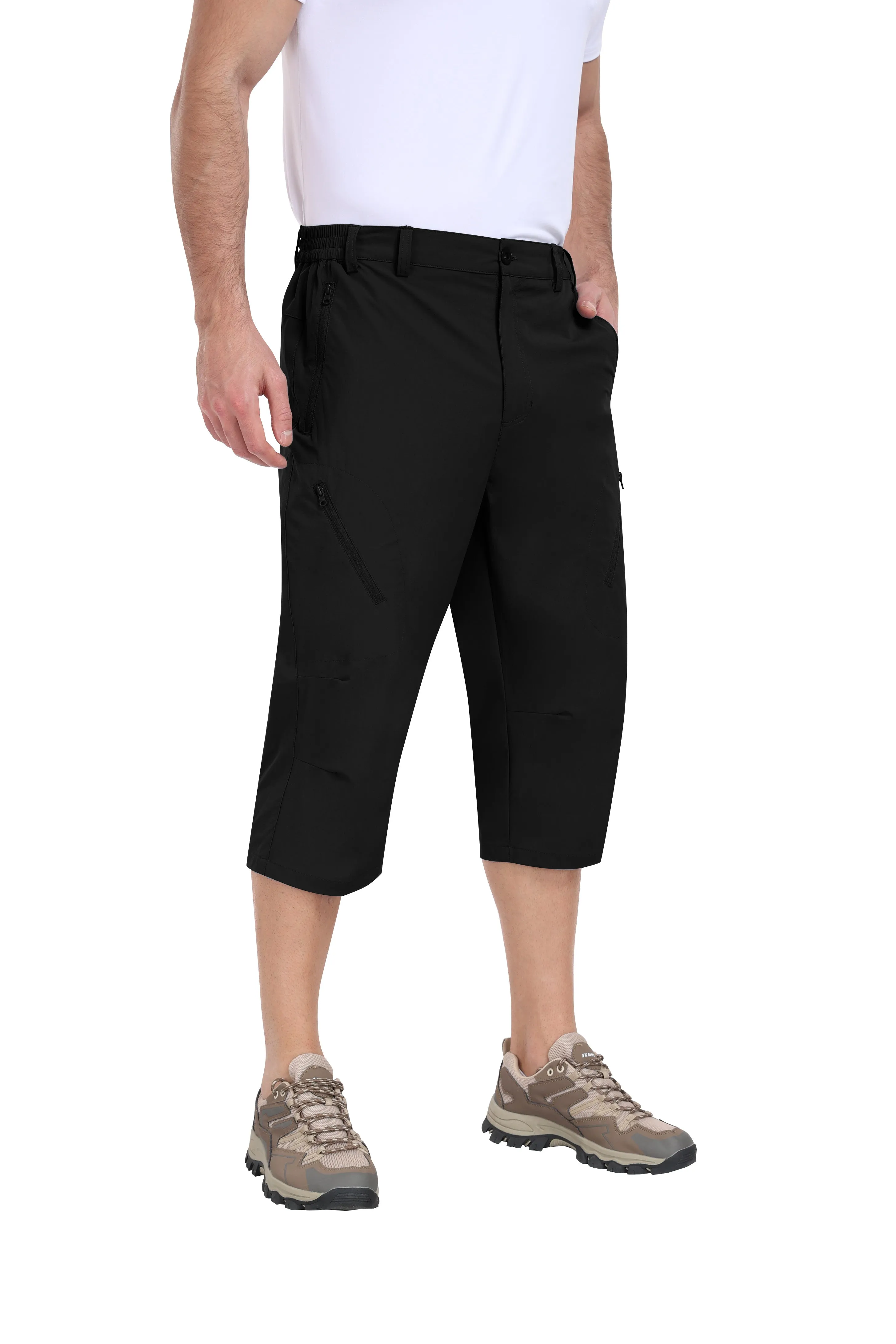 Men summer hiking solid color capri pants
