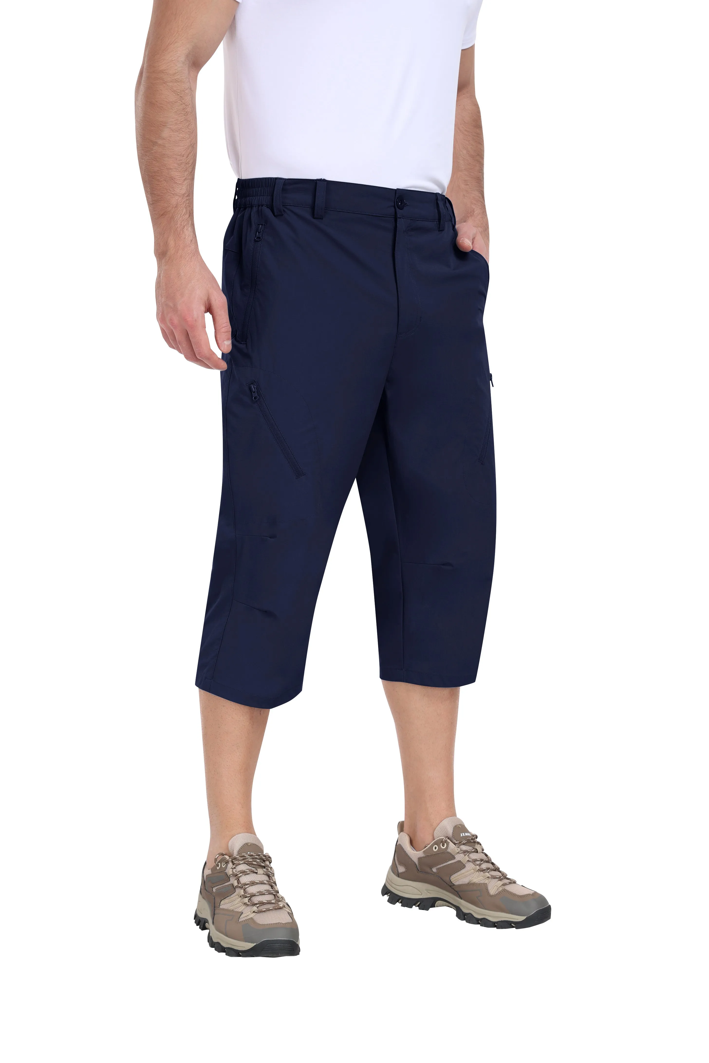 Men summer hiking solid color capri pants