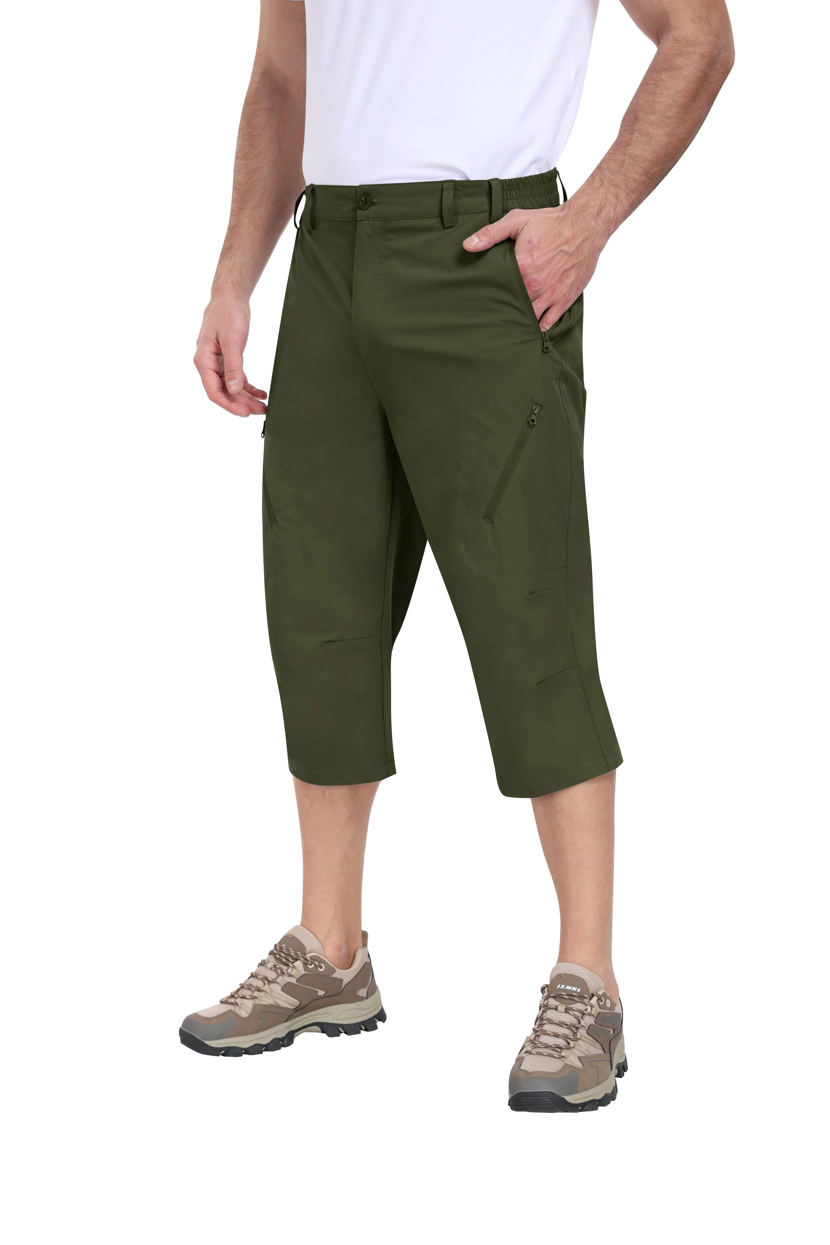 Men summer hiking solid color capri pants