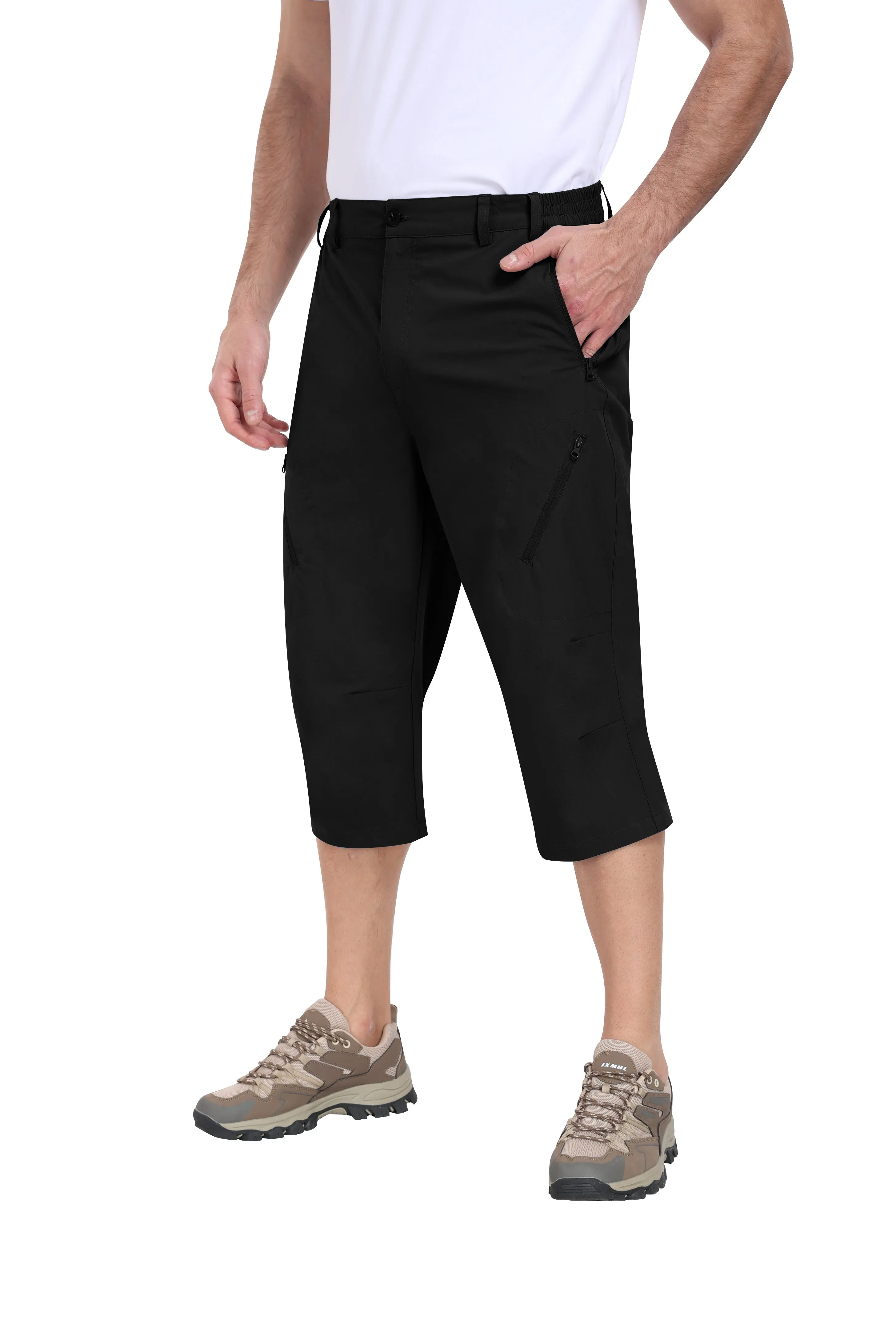 Men summer hiking solid color capri pants