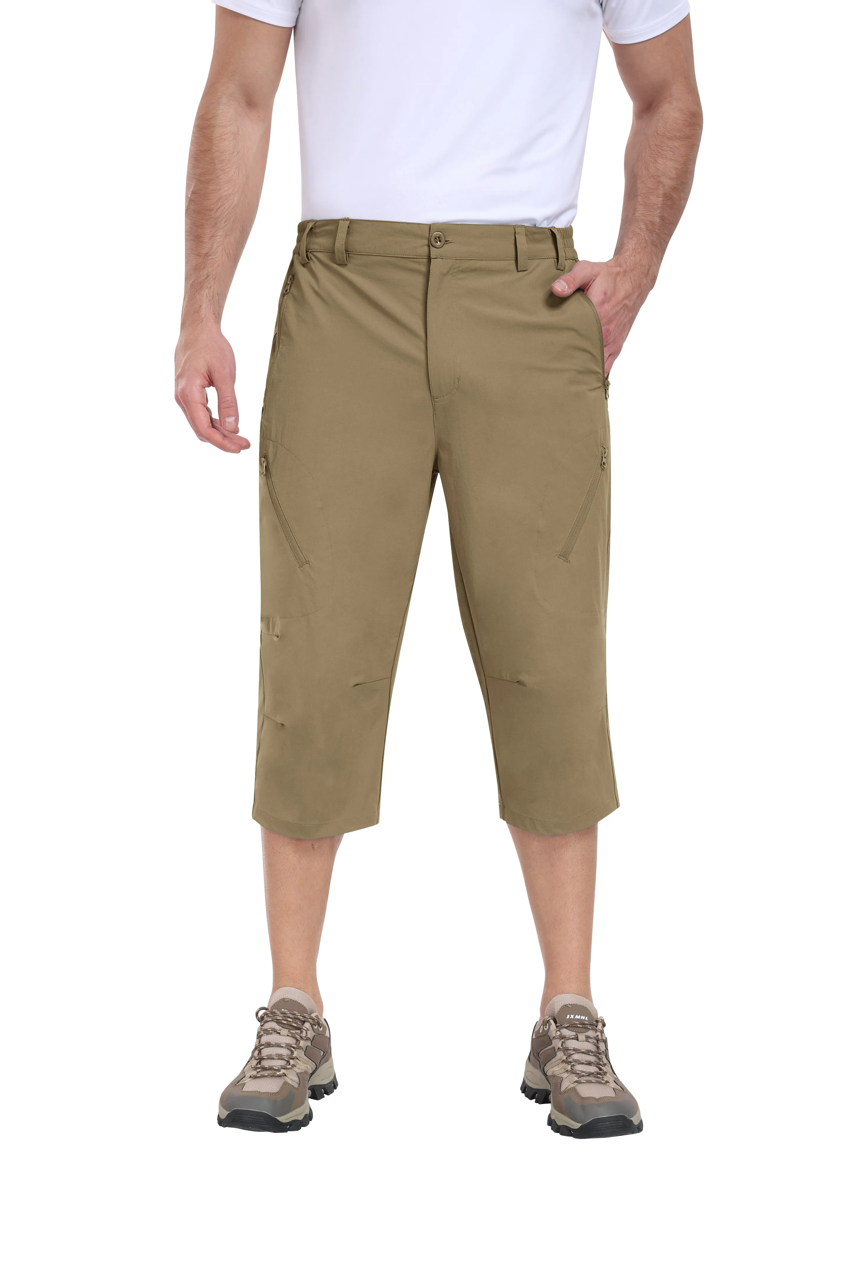 Men summer hiking solid color capri pants