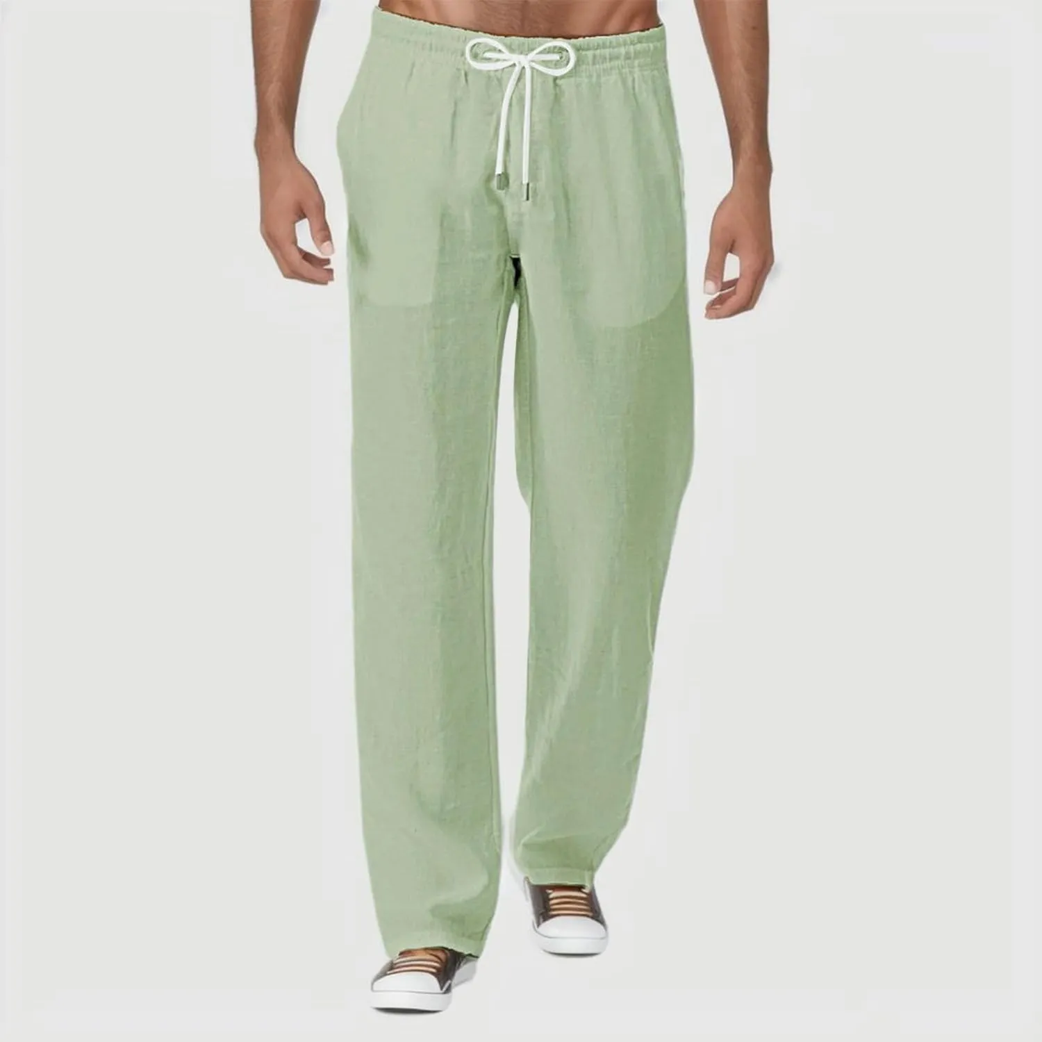 Men's 2023 Trendy Linen Pants Loose Joggers Lightweight Straight Fast Dry Trousers with Pockers Yoga Beach Pants