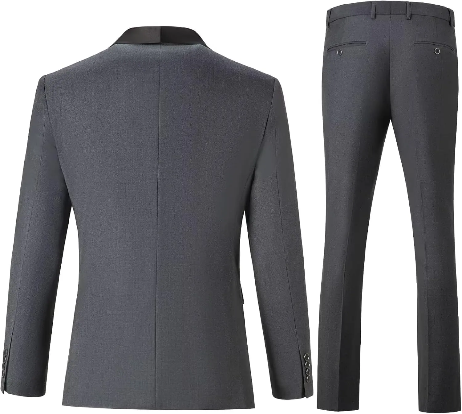 Men's 3 Piece Slim Fit Suit One Button Shawl Lapel Jacket Vest Pants Tuxedo Set with Bow Tie Pocket Square