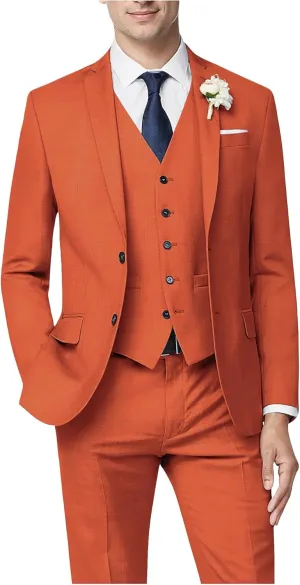 Men's 3 Piece Slim Fit Suit Set, Two Button Blazer Solid Suit Jacket Vest Pants Tuxedo Set for Wedding Prom