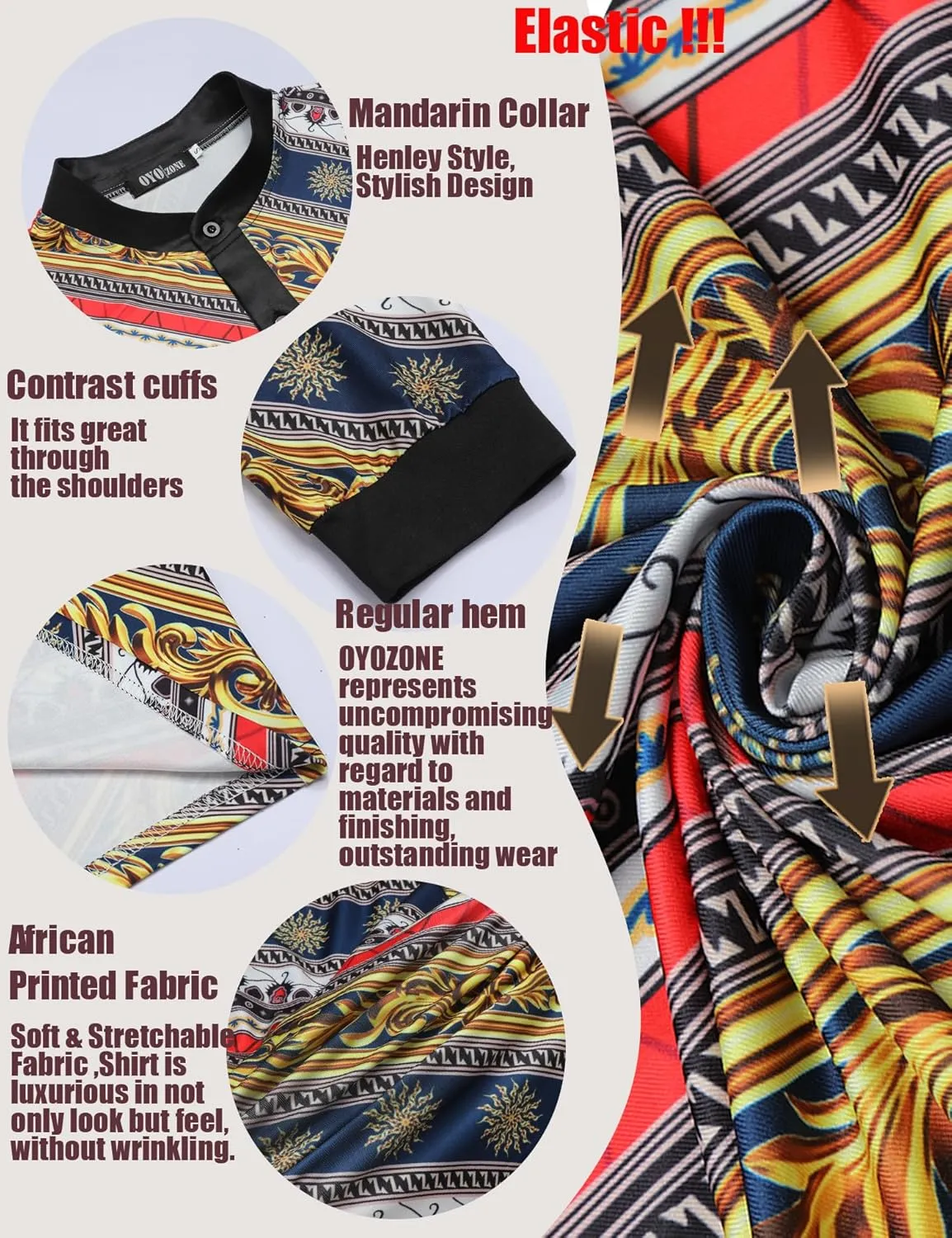 Men's African Traditional Pattern Print Shirt Casual Long Sleeve Button Down Shirts Luxury Printed Dashiki for Men