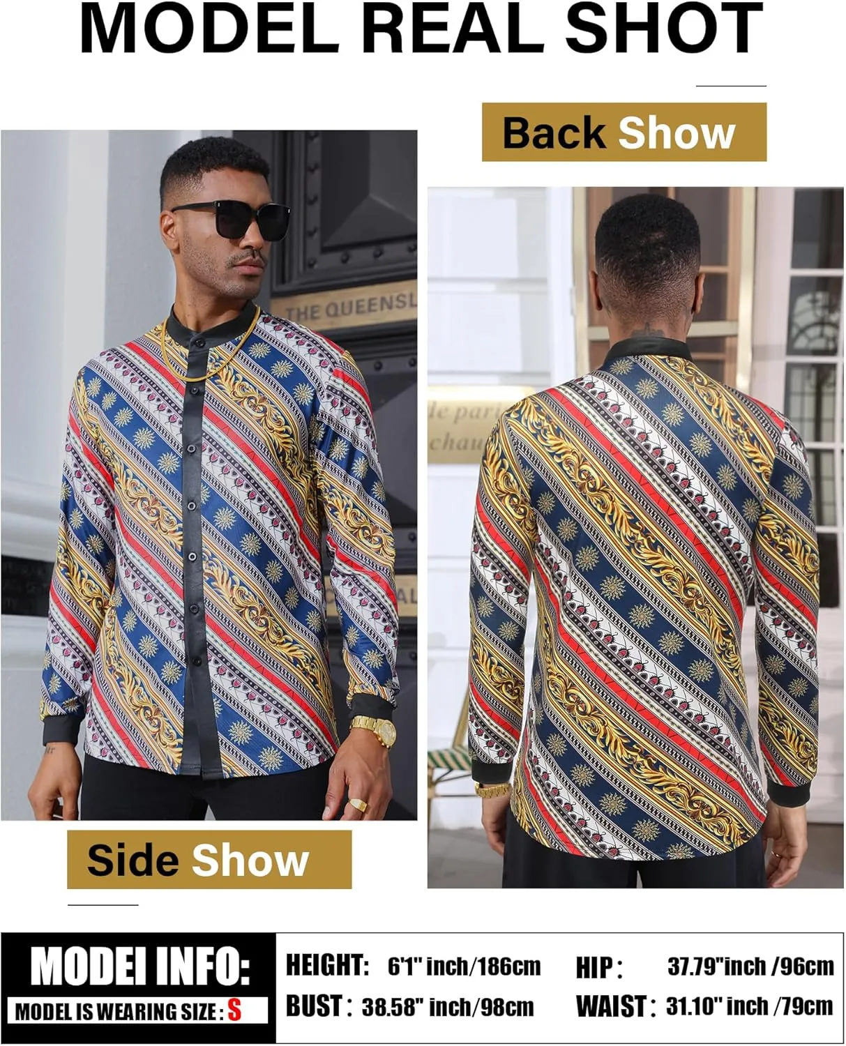 Men's African Traditional Pattern Print Shirt Casual Long Sleeve Button Down Shirts Luxury Printed Dashiki for Men