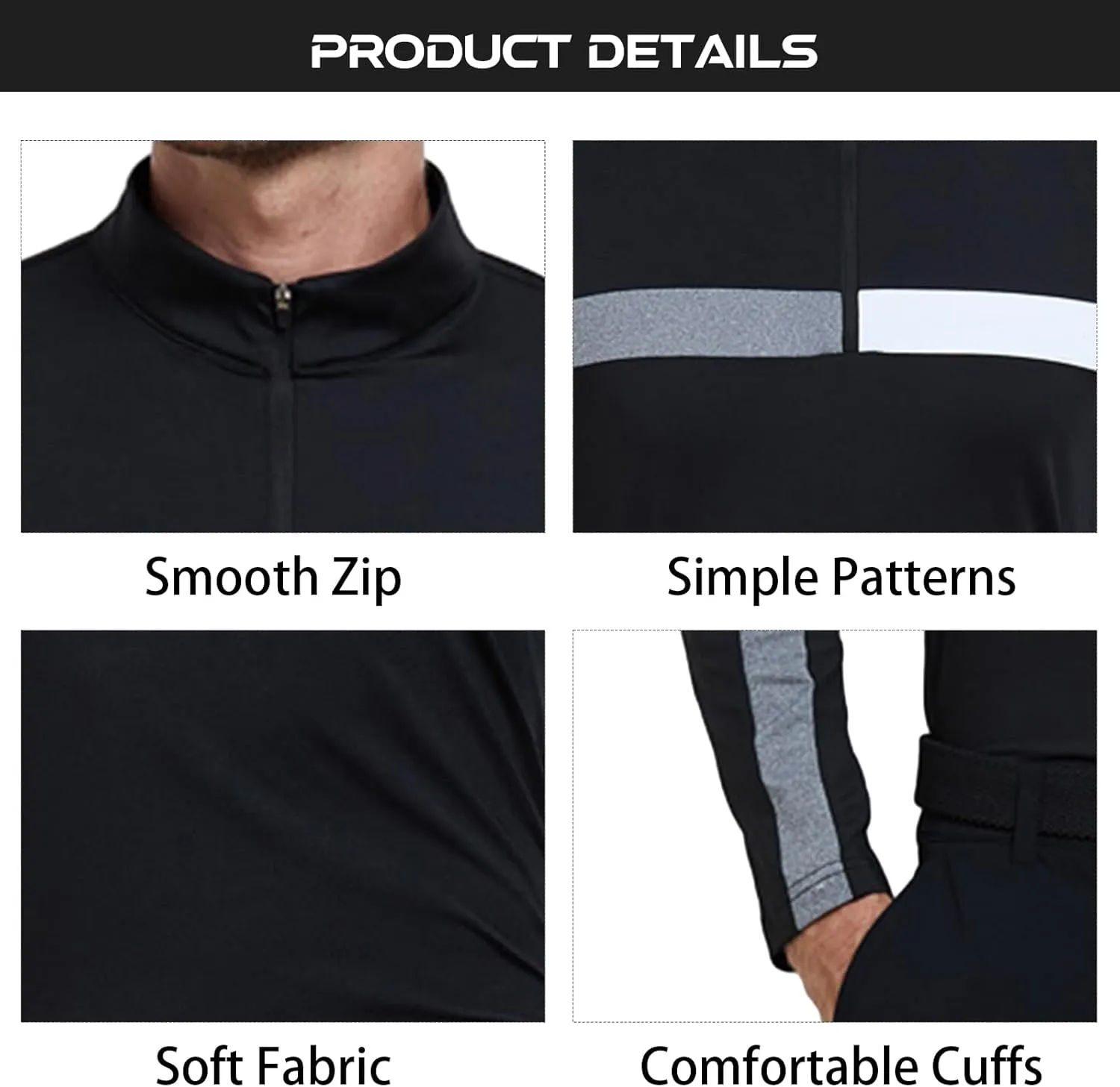 Men's Casual Long Sleeve Polo Shirts Quarter-Zipped Quick Dry Cotton Soft Outdoor Shirt for Men
