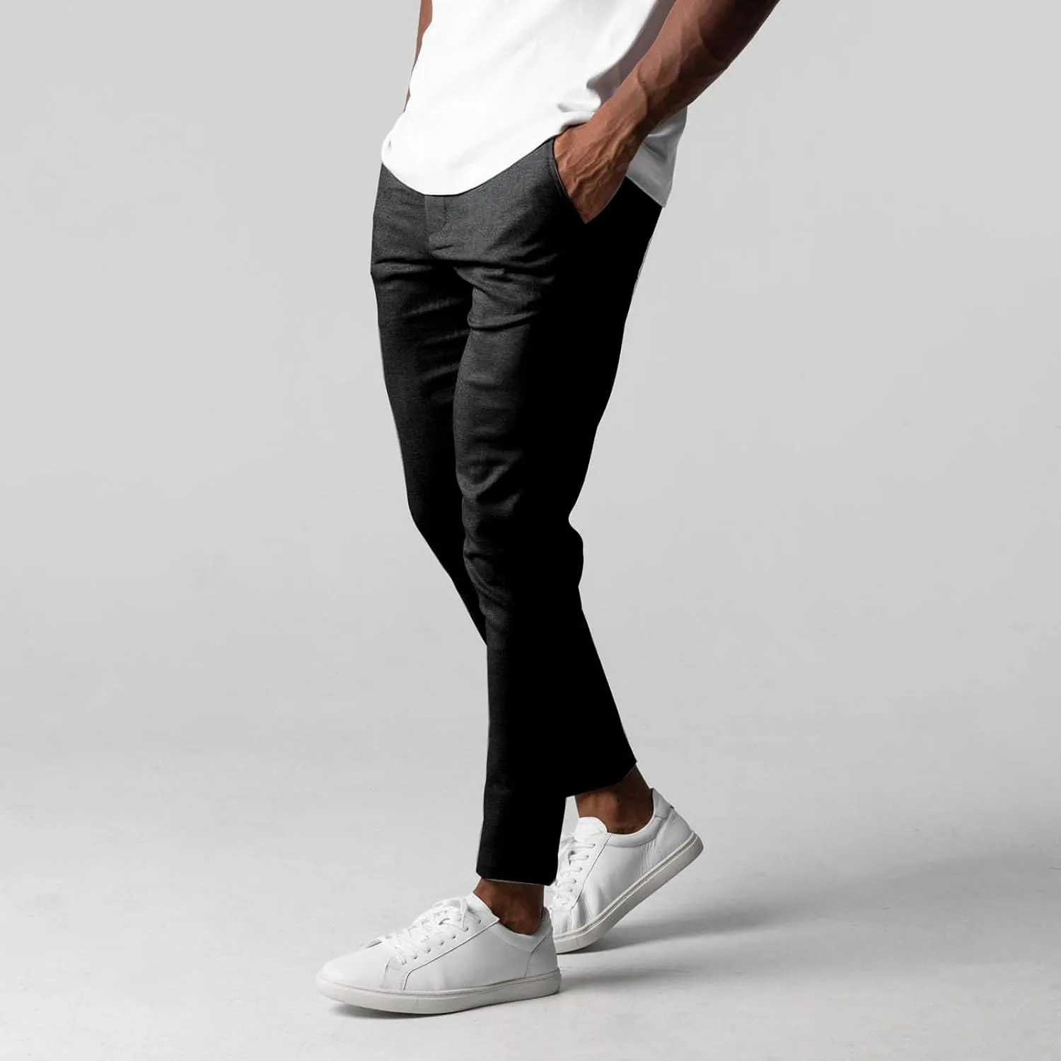 Mens Casual Pant Slim-Fit Wrinkle-Resistant Flat-Front Stretch Chino Pant Stretch Waist Tapered Trousers for Business