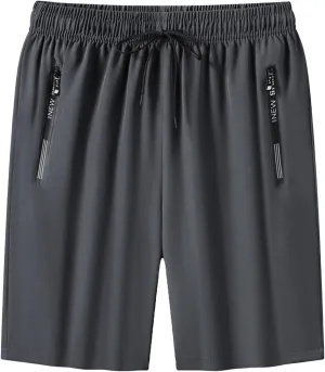 Men's Classic Cotton Casual Shorts, Ice Silk Athletic Elastic Waistband Daily Wear Walking Summer Loungewear