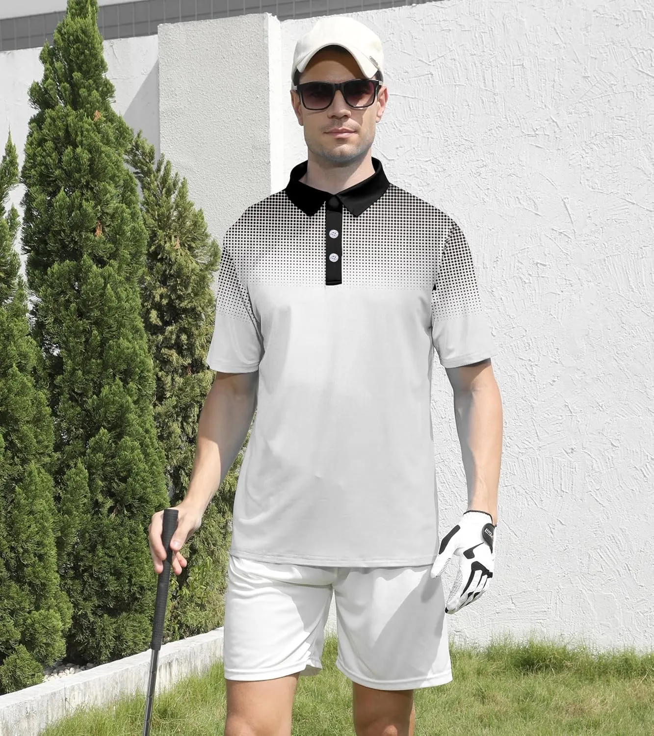 Mens Golf Shirts Short Sleeve Dry Fit Athletic Moisture Wicking Golf Polo Performance Printed Collared Polos