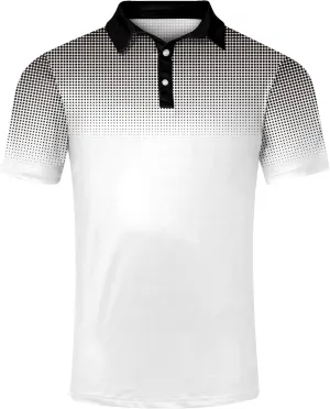 Mens Golf Shirts Short Sleeve Dry Fit Athletic Moisture Wicking Golf Polo Performance Printed Collared Polos