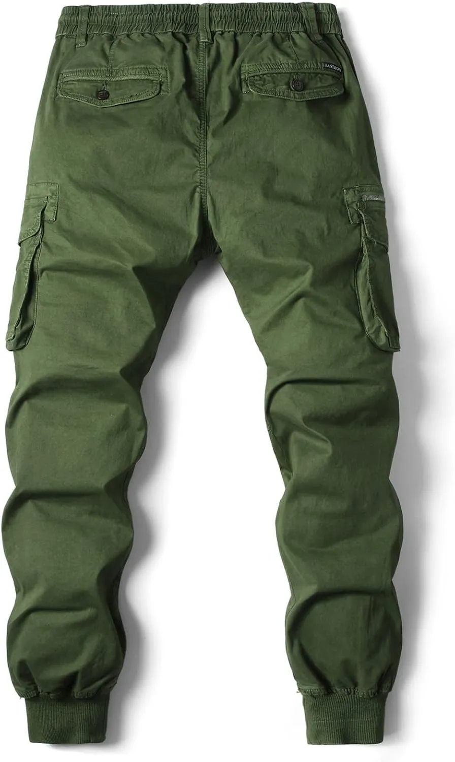 Mens Linen Pants Drawstring Buckle Zipper Cargo Pants Multi Pockets Solid Beam Feet Athletic Sweatpants Outdoor