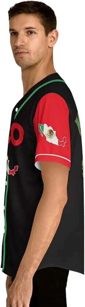 Men's Mexico Baseball Jersey, Eagle Mexico Baseball Button Down Jersey Shirts, Mexican Flag Baseball Jerseys Sports Shirt