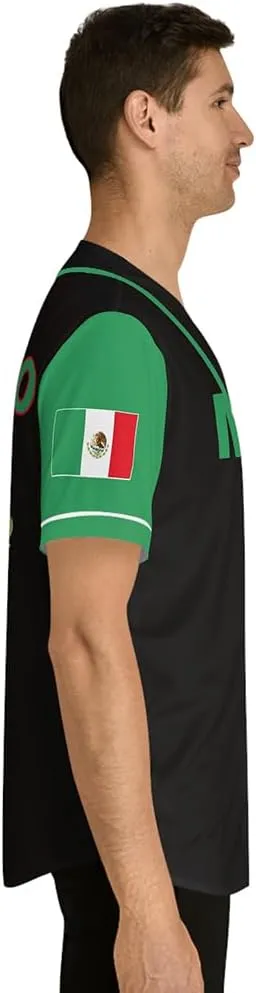 Men's Mexico Baseball Jersey, Eagle Mexico Baseball Button Down Jersey Shirts, Mexican Flag Baseball Jerseys Sports Shirt