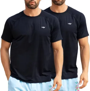 Men's Rash Guard Swim Shirts UPF 50  Short Sleeve Fishing Quick Dry Beach-Recommended Larger one
