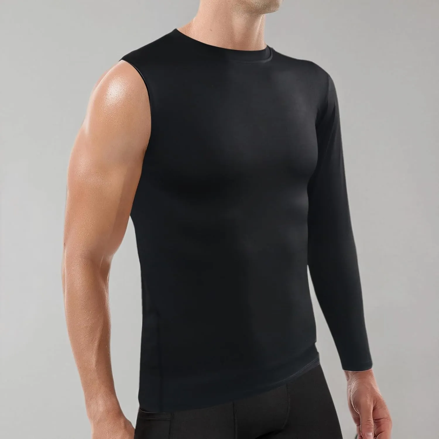 Mens Single Sleeve Compression Shirts One Arm 1/2 Long Sleeve Base Layer Quick Dry Workout Basketball Top