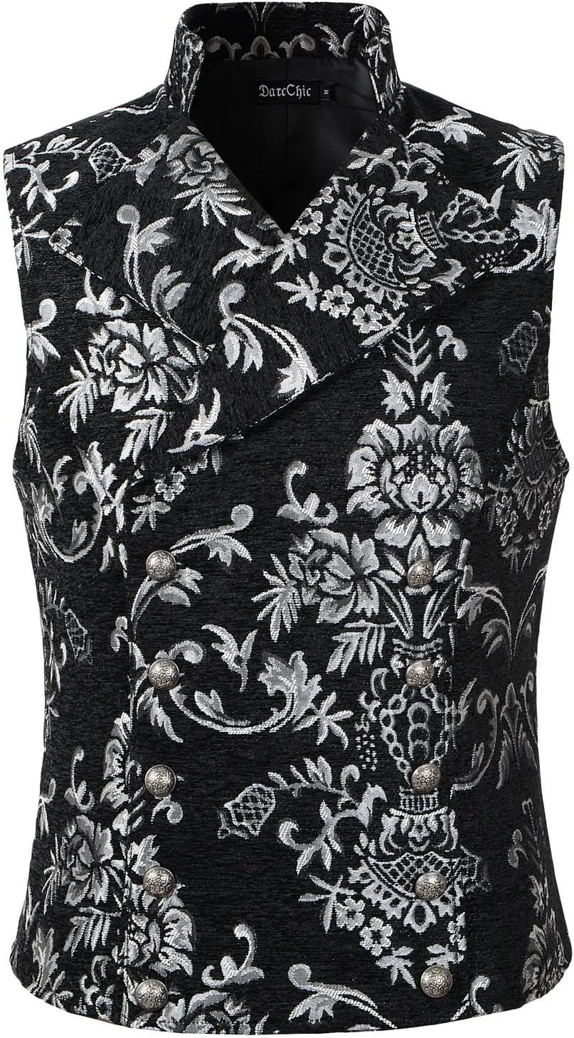 Mens Tapestry Double-breasted Vest Waistcoat Gothic Aristocrat Steampunk Victorian
