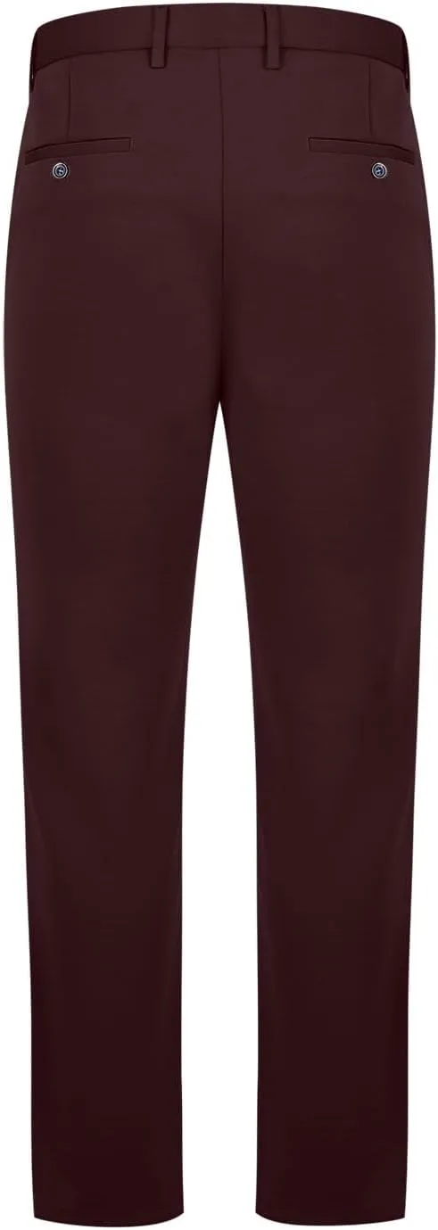 Men's Thicken Dress Pants Flat Front Slim Fit Business Work Pant Casual Straight Leg Suit Trousers with Pockets