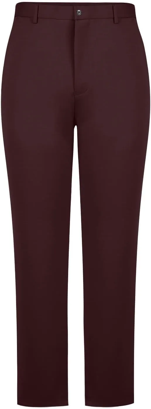 Men's Thicken Dress Pants Flat Front Slim Fit Business Work Pant Casual Straight Leg Suit Trousers with Pockets
