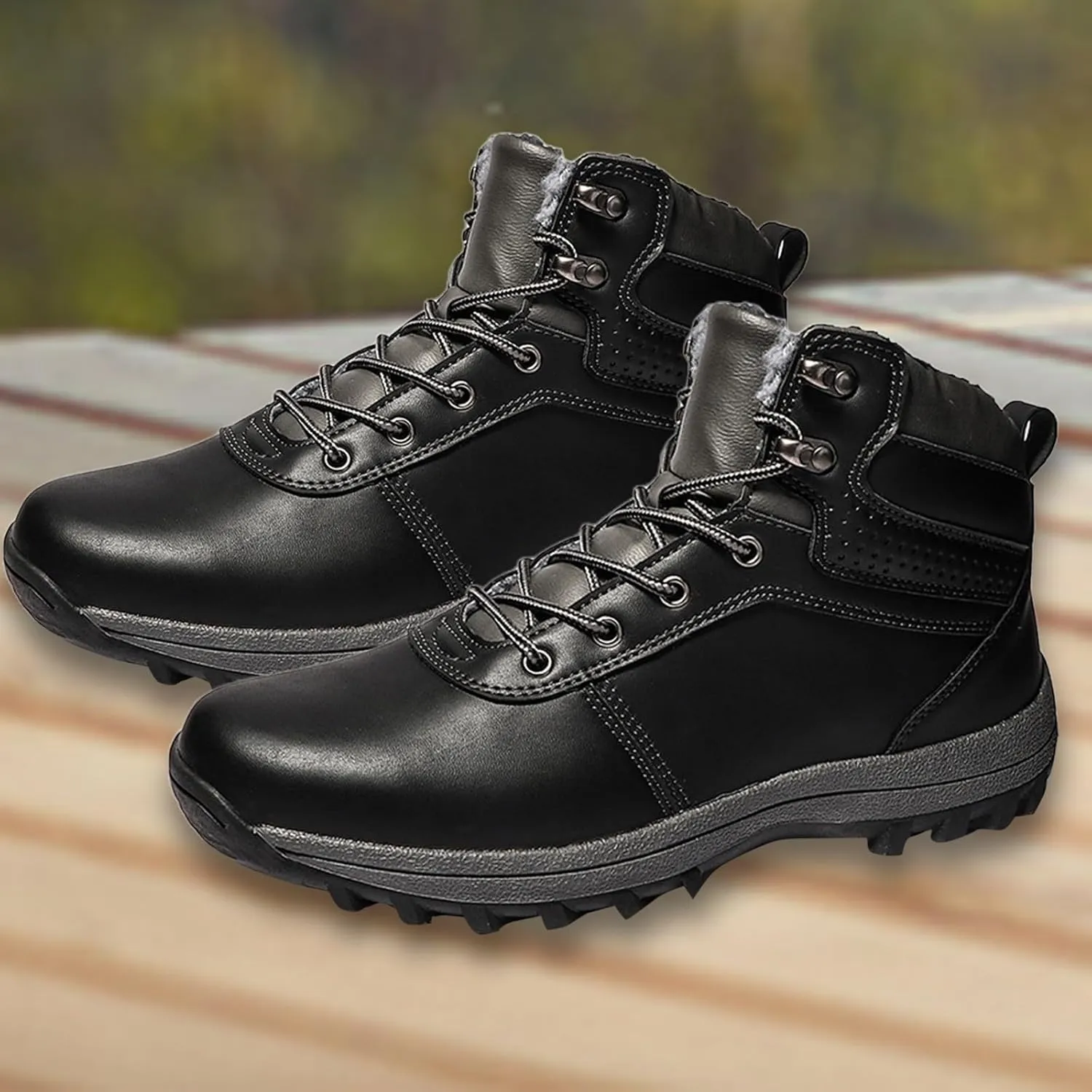 Men's Work Boots Steel Toe Hiking Sneakers Fur Lined Ankle Boot Women Workout Shoes Composite Toe Wide Outdoor Shoes Slip on Loafers Hike Grounded Footwear