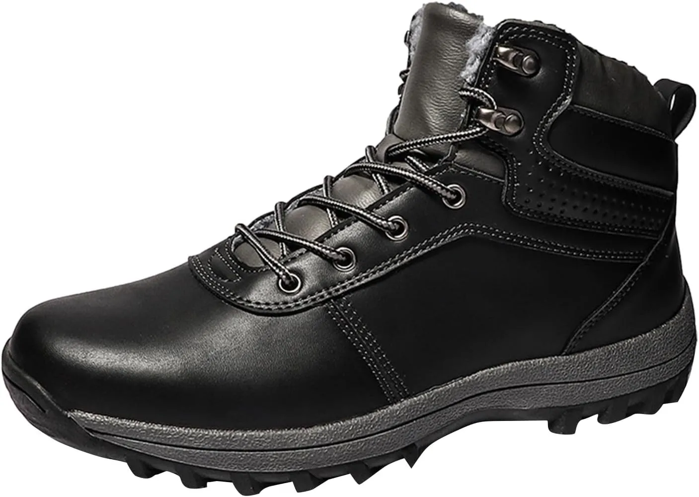 Men's Work Boots Steel Toe Hiking Sneakers Fur Lined Ankle Boot Women Workout Shoes Composite Toe Wide Outdoor Shoes Slip on Loafers Hike Grounded Footwear