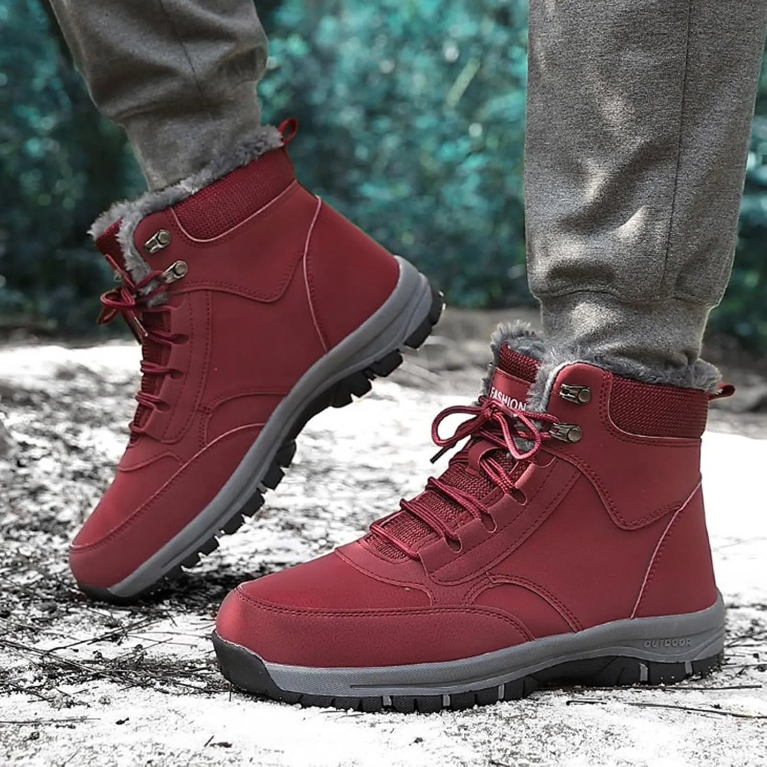 Men's Work Boots Wide Width Hiking Sneakers Warm Ankle Womens Safety Toe Shoes Slip Resistant Wide Outdoor Shoes Slip on Loafers Hike Grounded Footwear