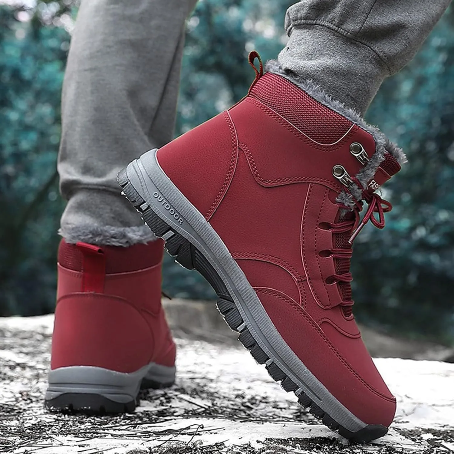 Men's Work Boots Wide Width Hiking Sneakers Warm Ankle Womens Safety Toe Shoes Slip Resistant Wide Outdoor Shoes Slip on Loafers Hike Grounded Footwear
