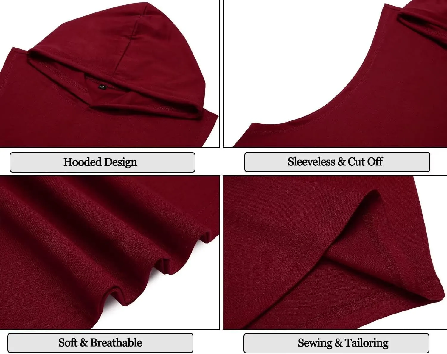 Men's Workout Hooded Tank Tops Sports Training Sleeveless Gym Hoodies Fitness Bodybuilding Cut Off Muscle Shirts