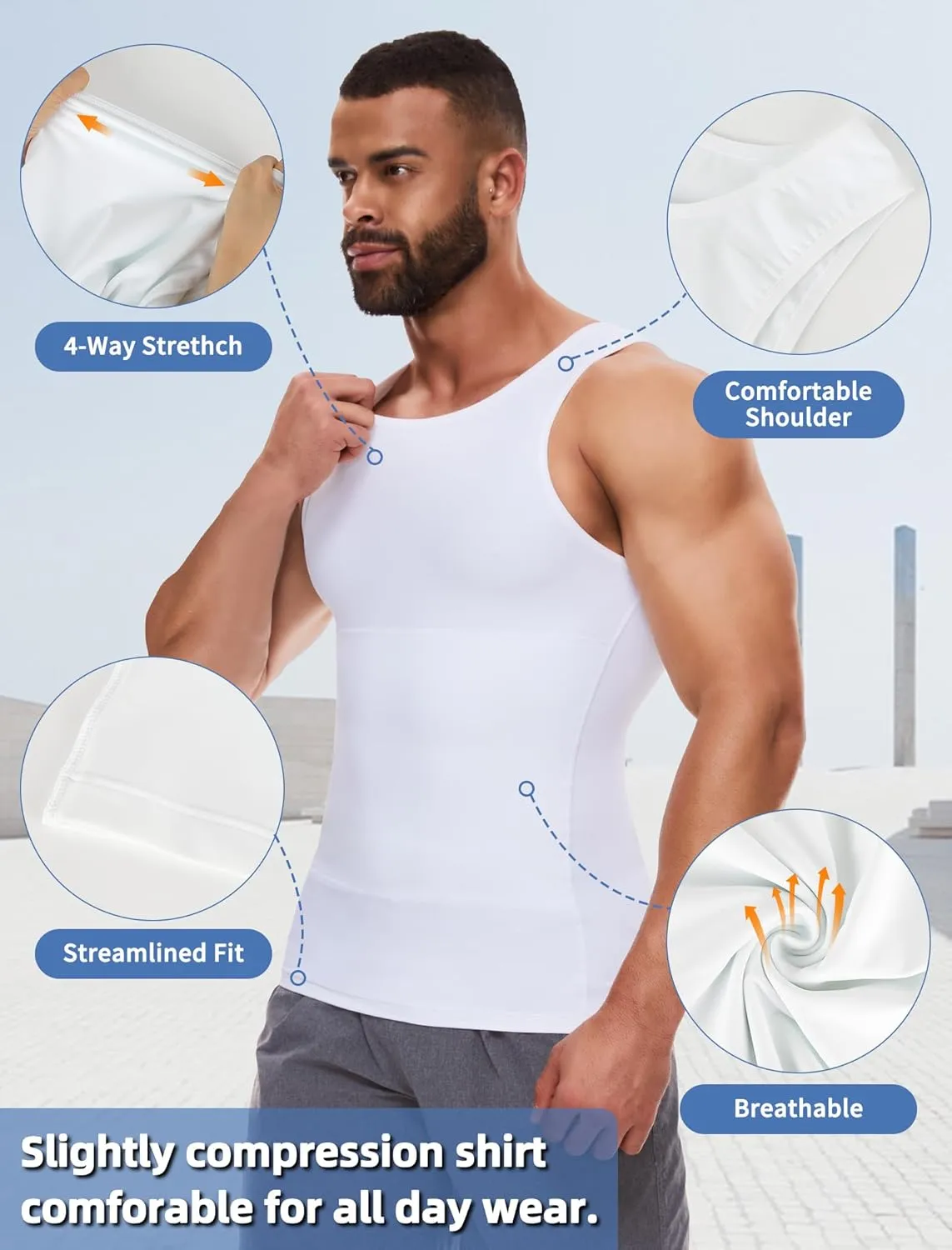 MISS MOLY Compression Shirts for Men Tummy Control Undershirt Gynomastica Slimming Vest Waist Trainer Tank Top Shapewear
