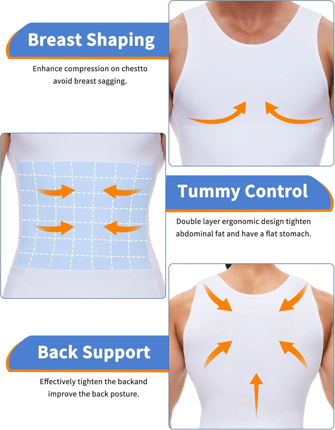 MISS MOLY Compression Shirts for Men Tummy Control Undershirt Gynomastica Slimming Vest Waist Trainer Tank Top Shapewear
