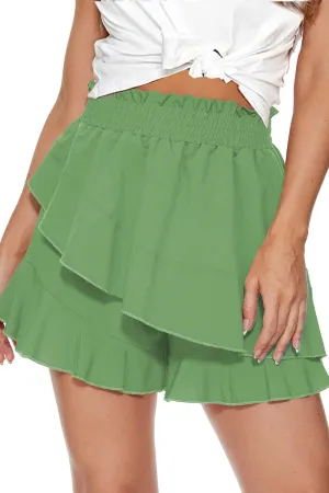 NEYOUQE Summer Womens Shorts Skirts Flowy Pleated Mini Casual Beach Tennis Short Skirt Skater High Elastic Waist Dress