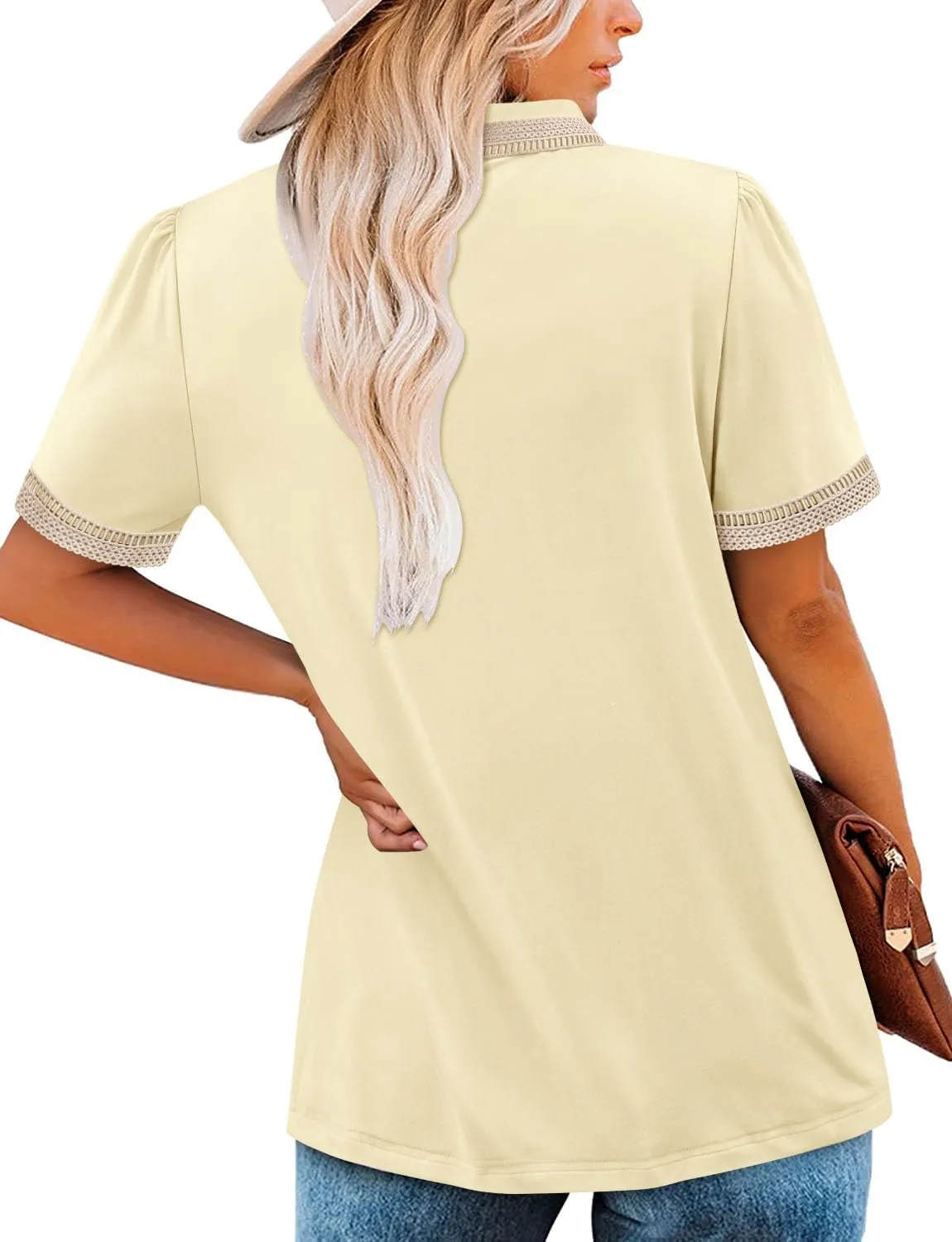 onlypuff Women's Polo Shirts Lapel Collar Short Sleeve Golf Blouse Summer Dressy Casual Tunic Tops