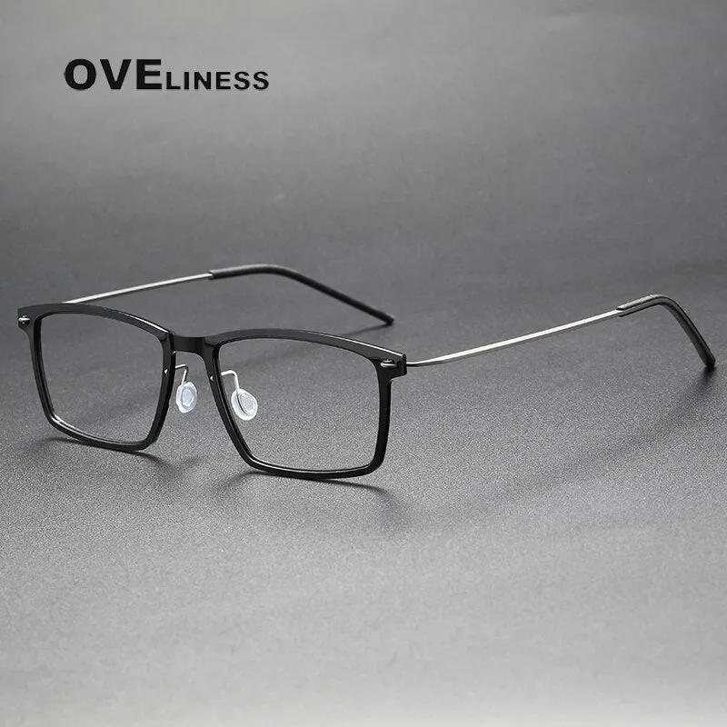 Oveliness Unisex Full Rim Square Acetate Titanium Eyeglasses 6544