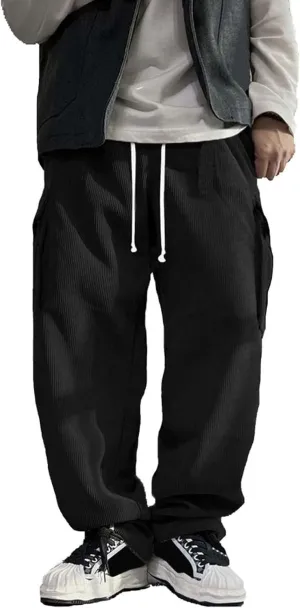 Pants Cargo Mens Corduroy Pants Elastic Waist Sweatpants Vintage Skinny Sweatpants Slim Pants Mens Pantalon Cargo