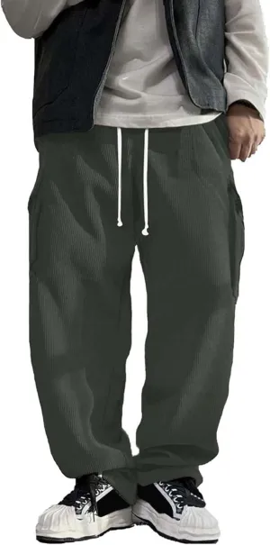 Pants Cargo Mens Corduroy Pants Elastic Waist Sweatpants Vintage Skinny Sweatpants Slim Pants Mens Pantalon Cargo