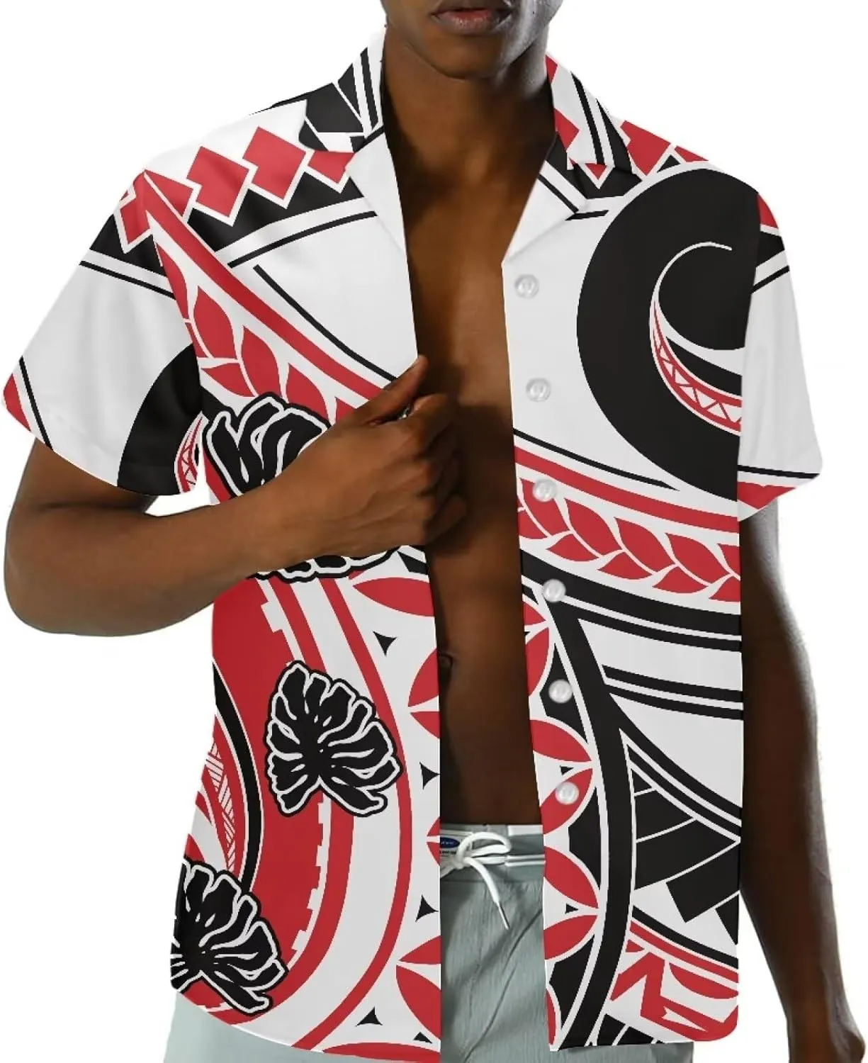 Plus Size Couple Outfit Sets Polynesian Tapa Puletasi Samoan Women Dress and Men Shirts Lavalava Couple Sets