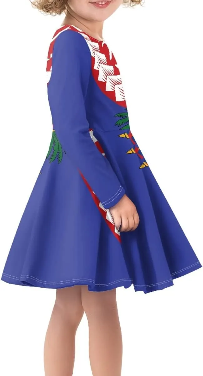 Polynesian Samoa Printed Dress Summer Casual Beach Swing Long Sleeve Sundress
