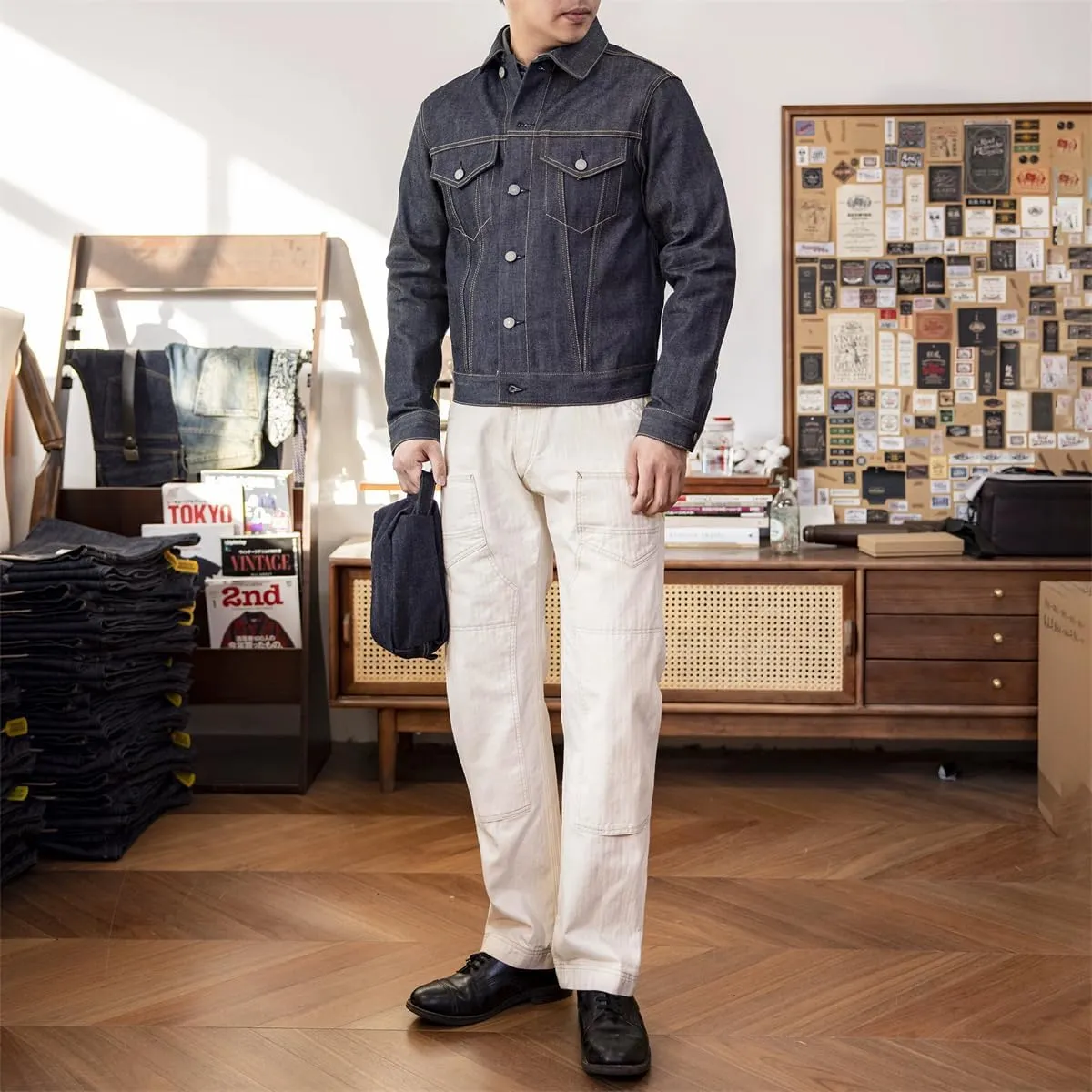 Red Tornado 14oz Selvedge Denim Trucker Jacket Cropped Fit