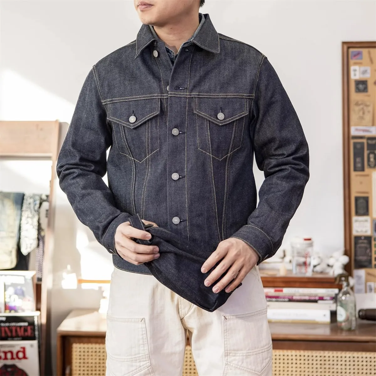 Red Tornado 14oz Selvedge Denim Trucker Jacket Cropped Fit